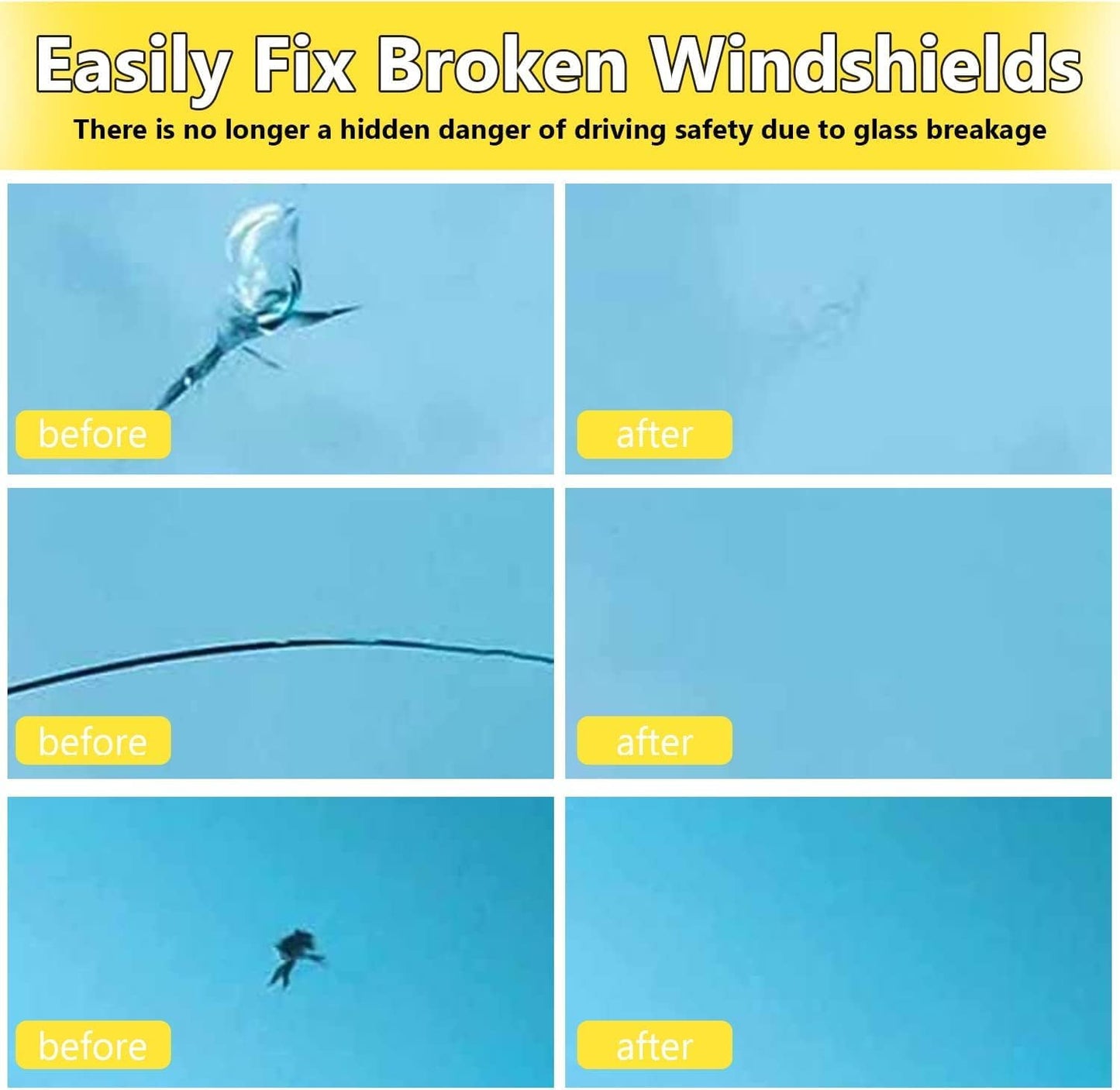 Windshield Repair Kit for Fixing Chips, Cracks & Scratches in Car Glass NEW