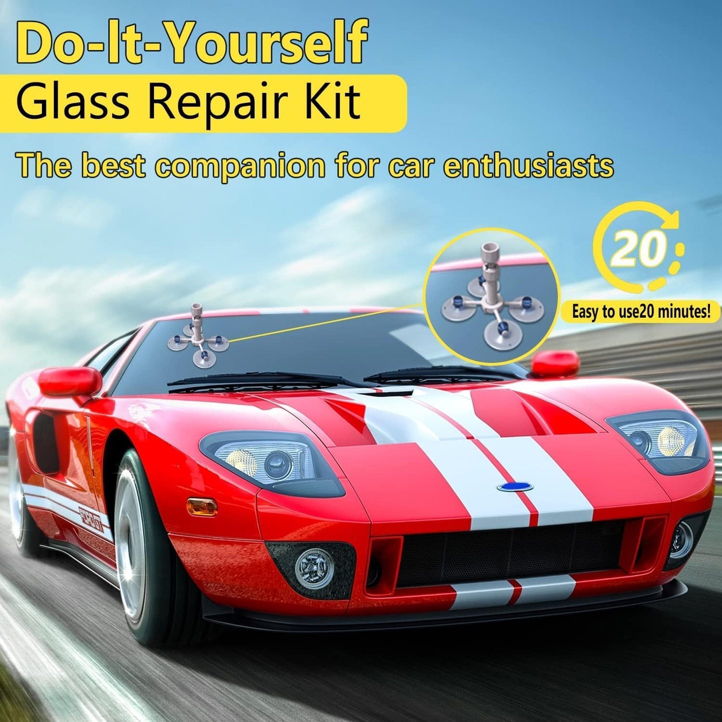 Windshield Repair Kit for Fixing Chips, Cracks & Scratches in Car Glass NEW