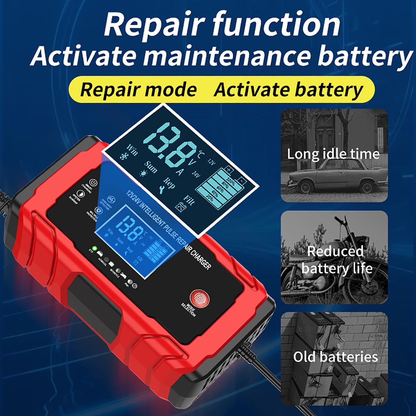10-Amp Smart Trickle Battery Charger with 7-Stage Fully Automatic DEMO