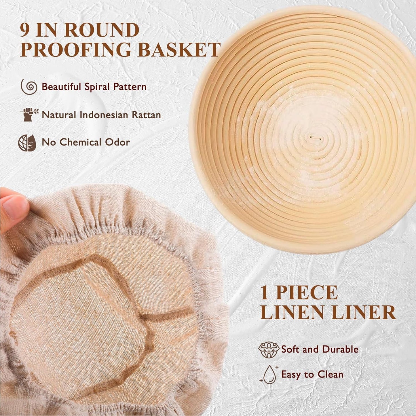Sourdough Baking Sets Starter Kit with Proofing Basket Natural 23 cm x 8.38 NEW