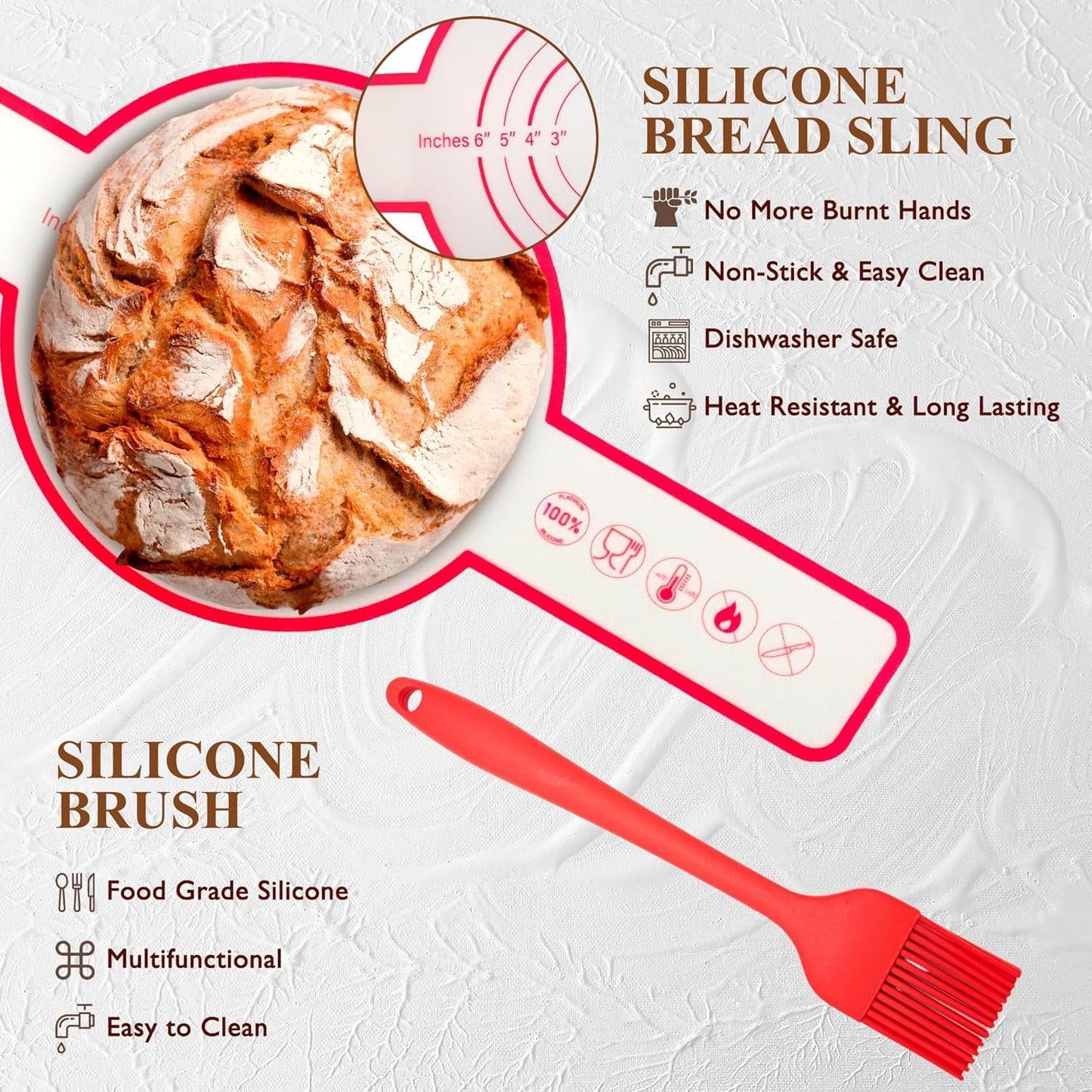Sourdough Baking Sets Starter Kit with Proofing Basket Natural 23 cm x 8.38 NEW