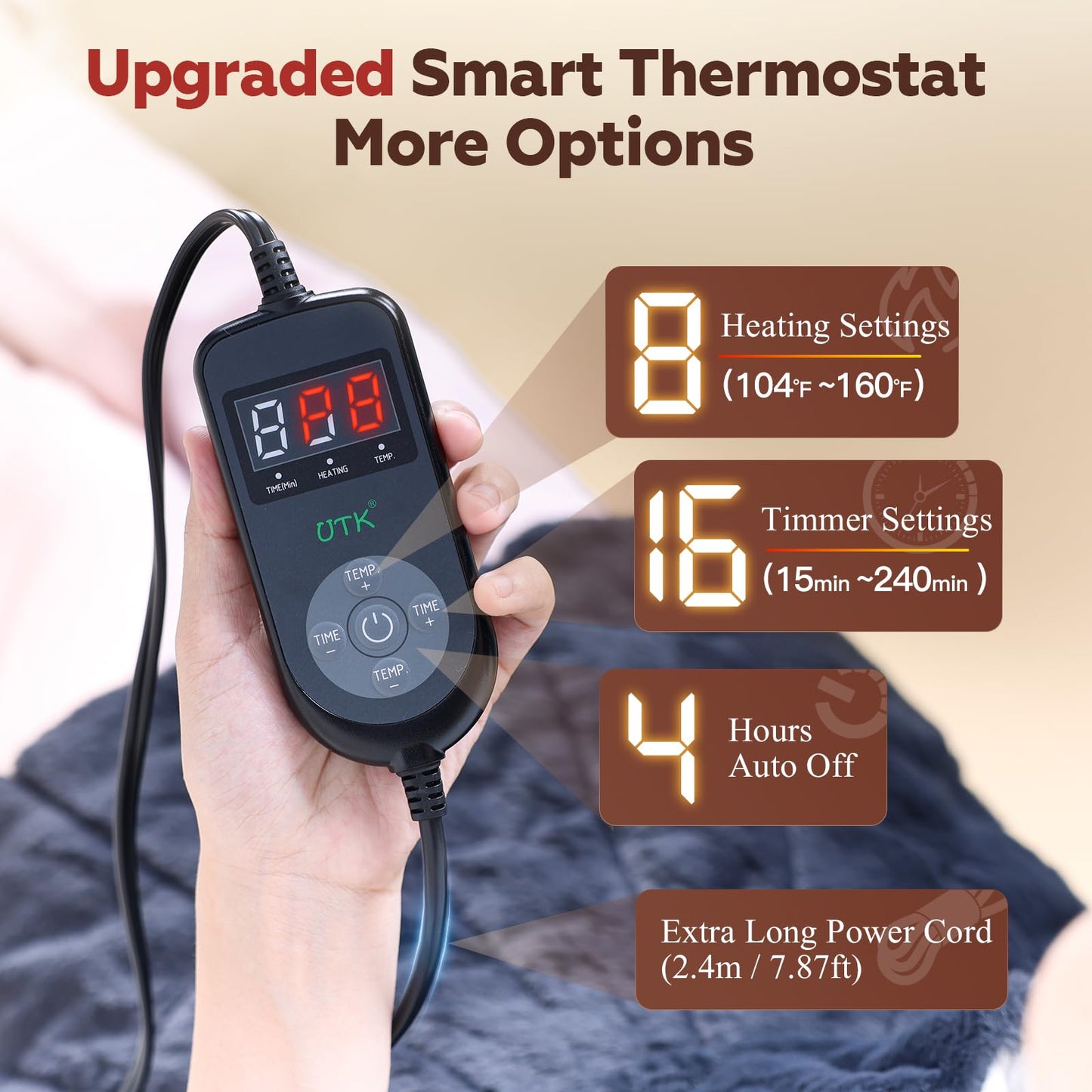 UTK Tourmaline Infrared Heating Pad for Neck, Shoulders, Back Pain Relief DEMO