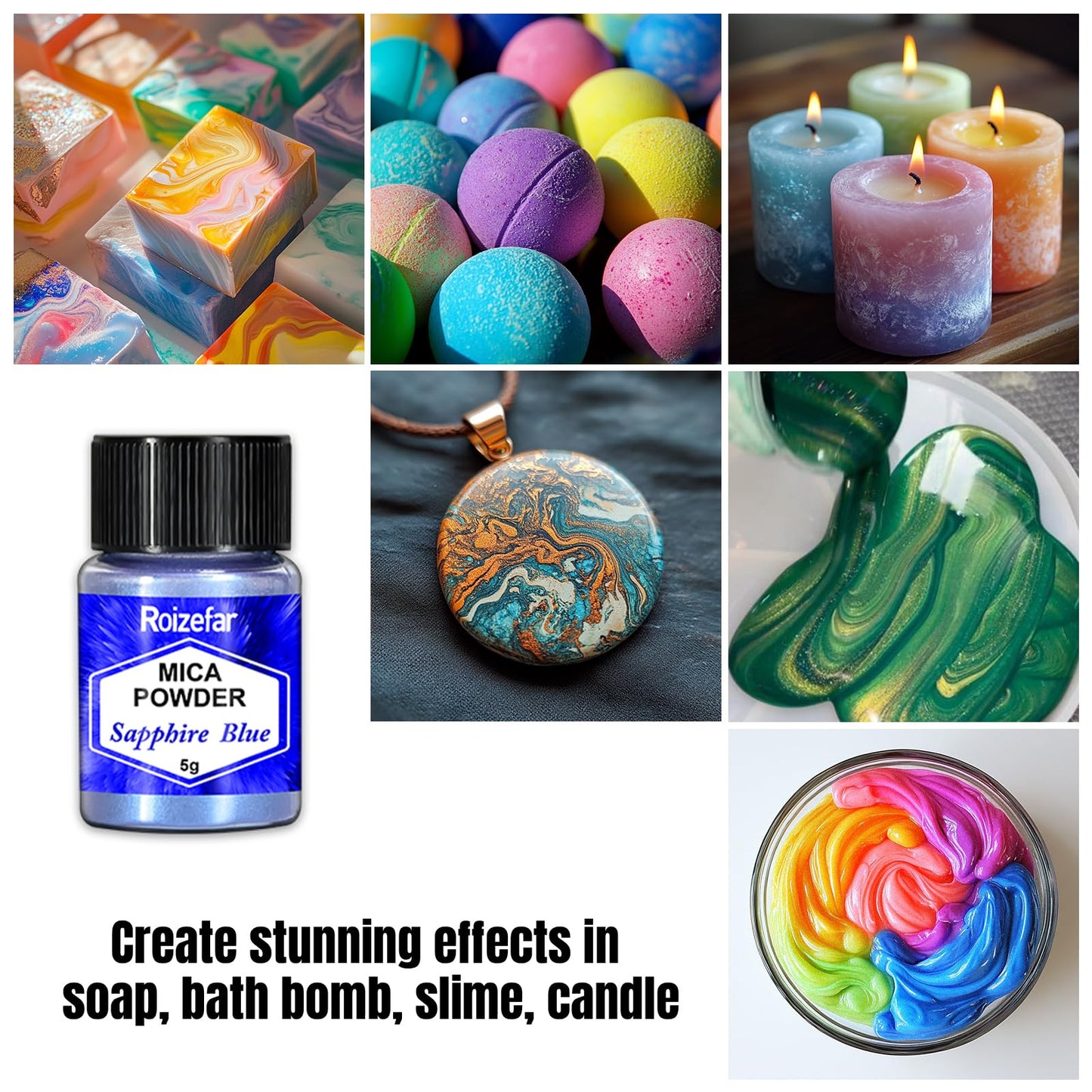 Roizefar 32 Colour Pearlescent Resin Pigment Powder Glitter Colouring DEMO