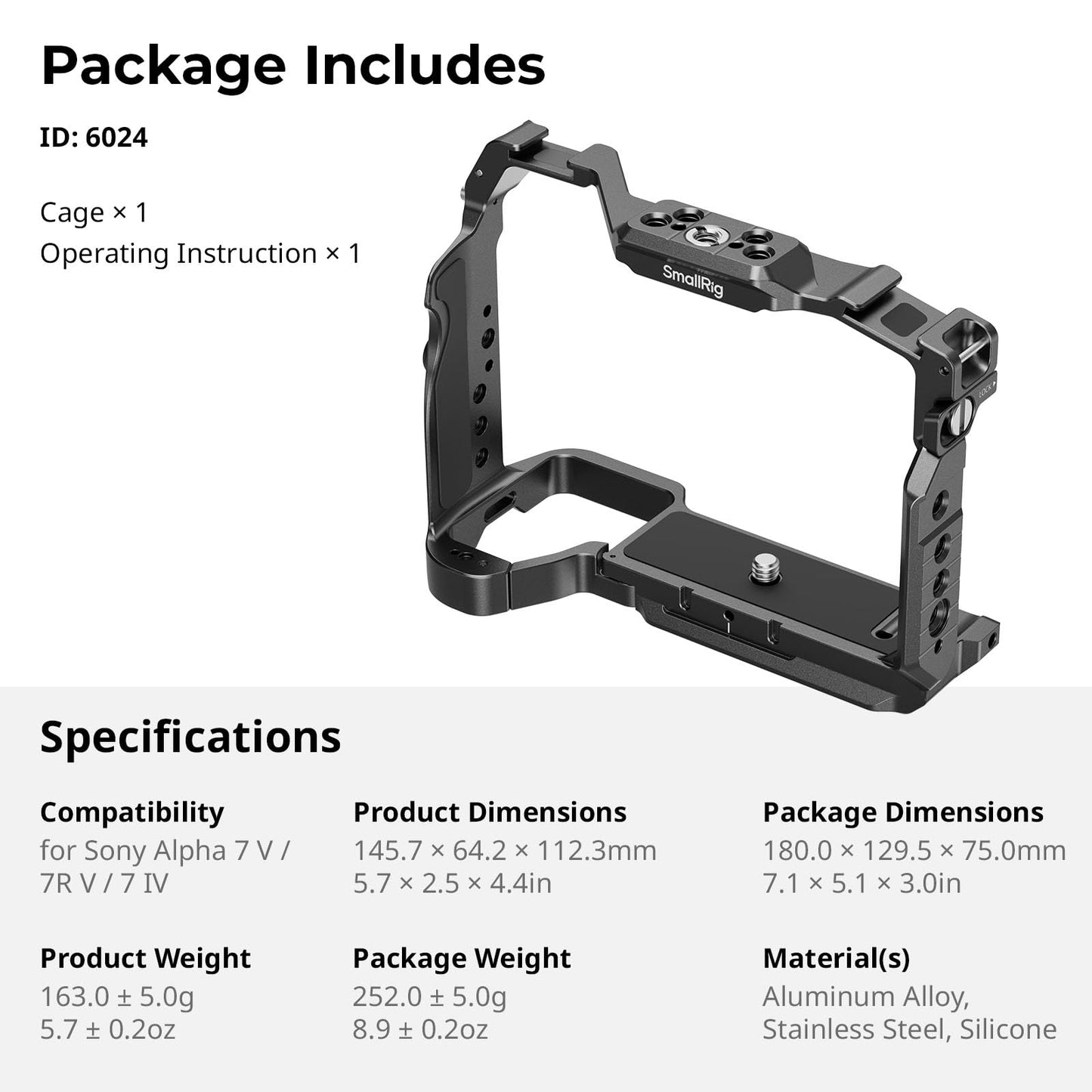 SMALLRIG Alpha Handheld Stabiliser Quick Release Cage for Sony A7 Camera DEMO