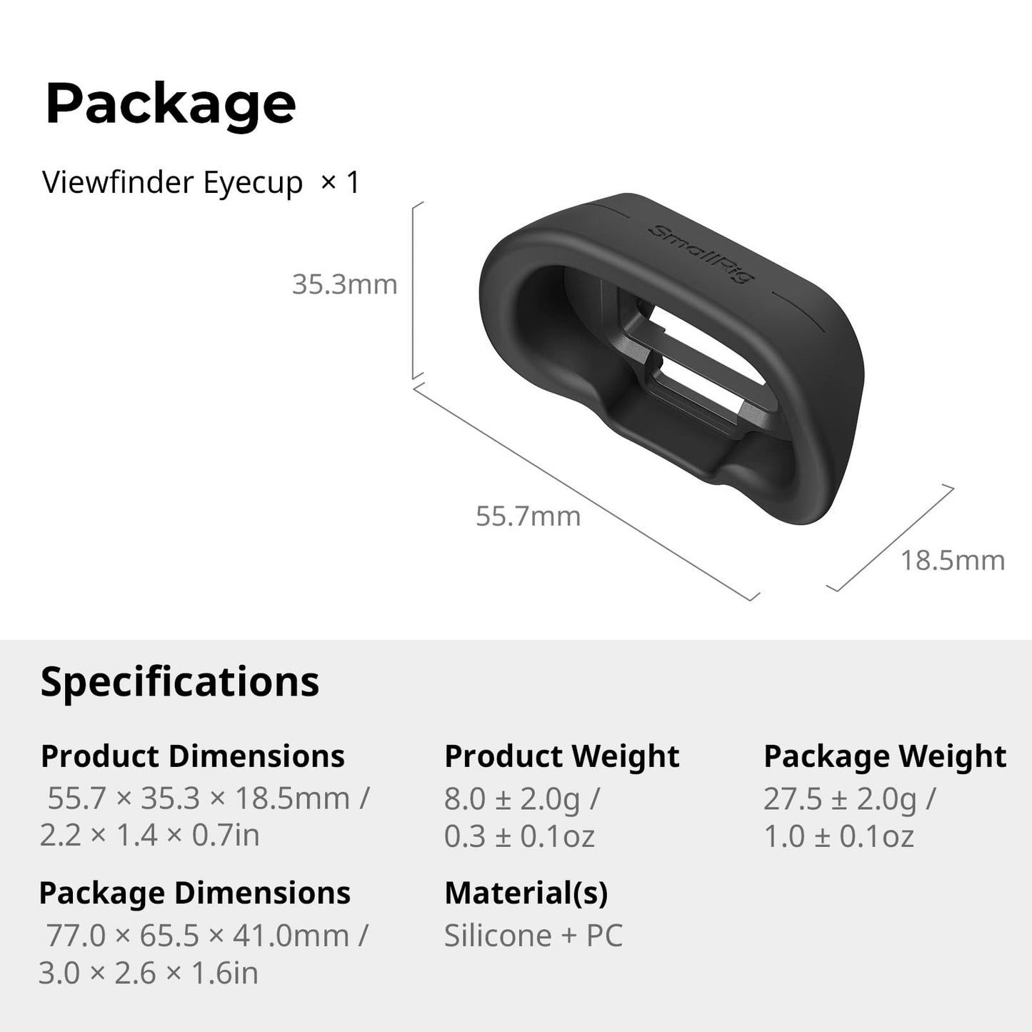 SMALLRIG Black Camera Viewfinder Eyecup for Sony Alpha 7 Series - NEW