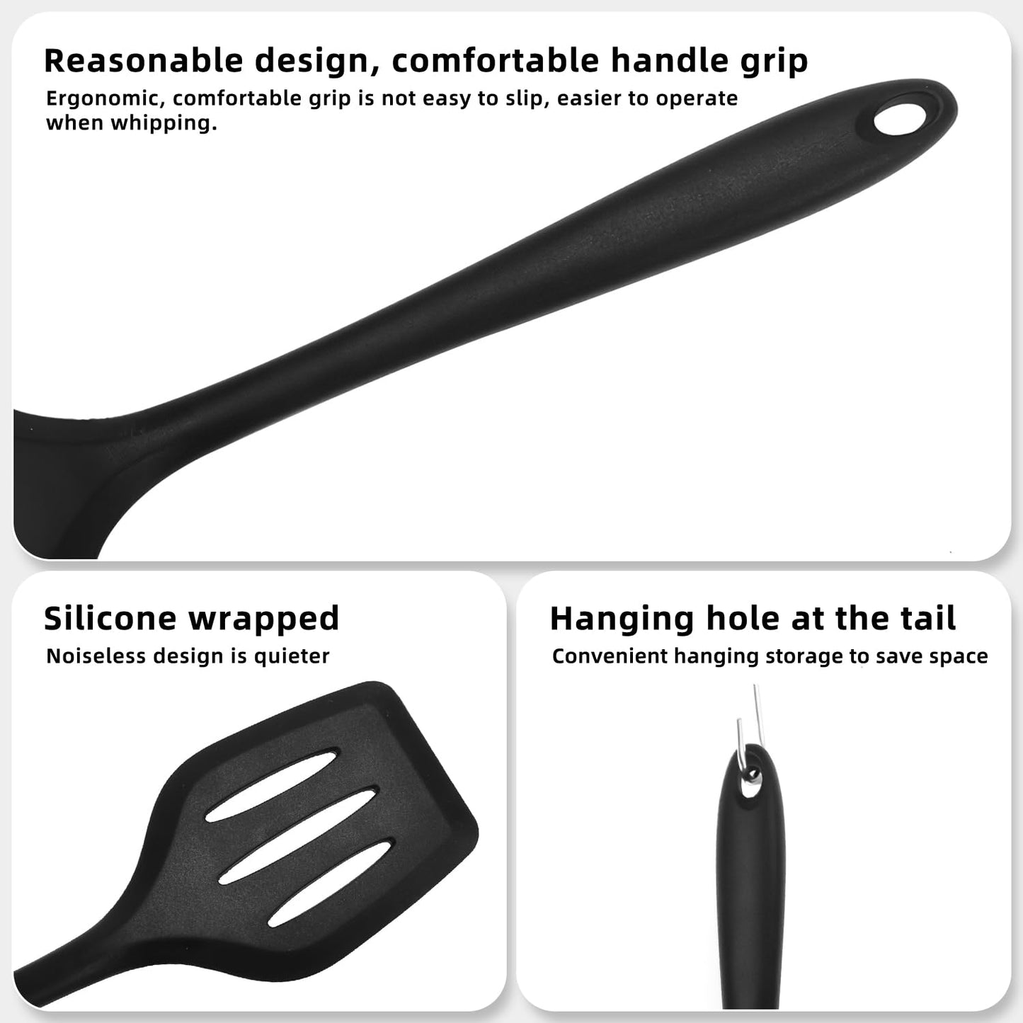 33-Piece Silicone Cooking Utensil Set Heat Resistant Kitchen Spatulas Black NEW