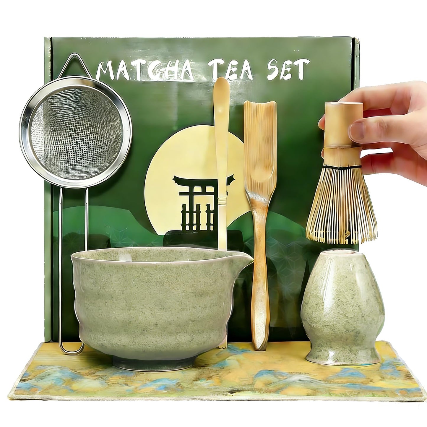 Authentic 7-Piece Tea Sets Matcha Tea Set with Ceramic Bowl, Bamboo Whisk & NEW