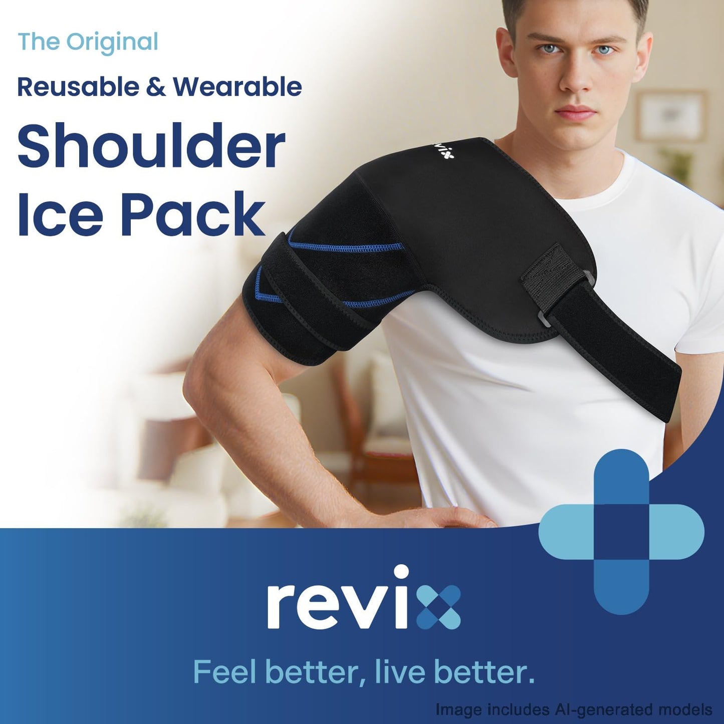 REVIX Large Shoulder Ice Pack Wrap & Brace for Rotator Cuff Pain Relief DEMO