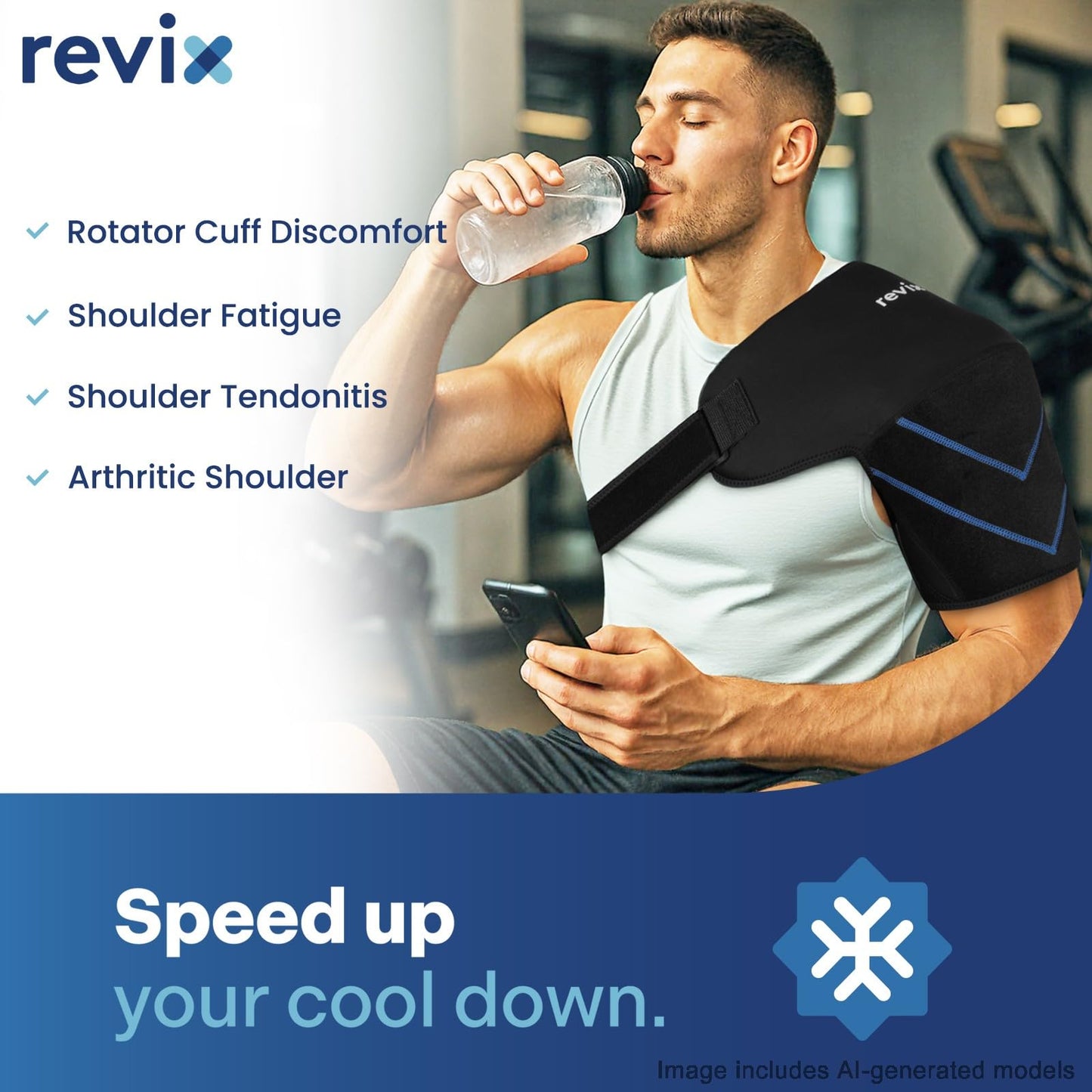REVIX Large Shoulder Ice Pack Wrap & Brace for Rotator Cuff Pain Relief DEMO