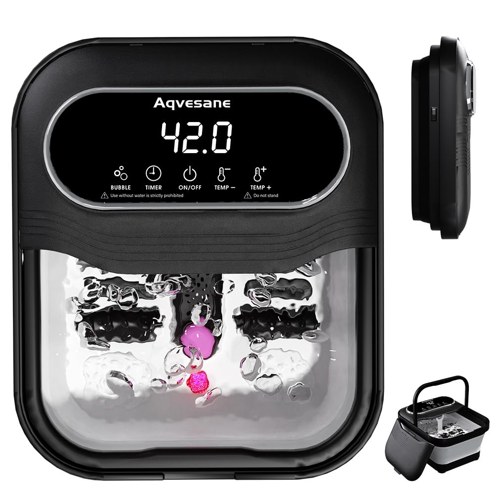 Aqvesane Collapsible Electric Foot Spa Massager with Heat Temperature NEW