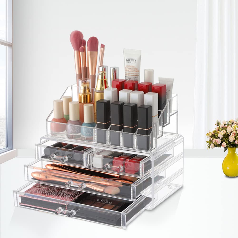 Clear Acrylic Makeup Organizer Display Case for Cosmetic Storage and NEW