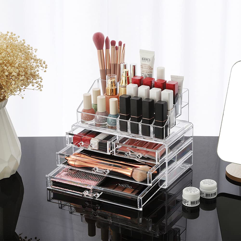 Clear Acrylic Makeup Organizer Display Case for Cosmetic Storage and NEW