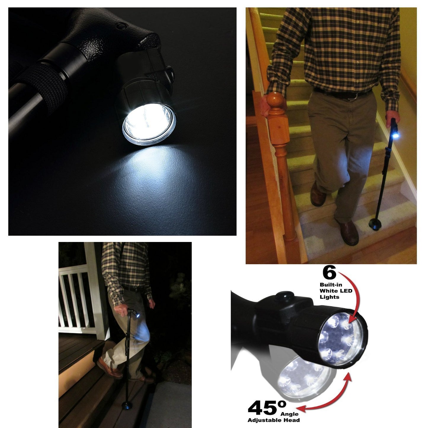 Adjustable Folding Walking Cane with LED Light T-Handle for Men & Women NEW
