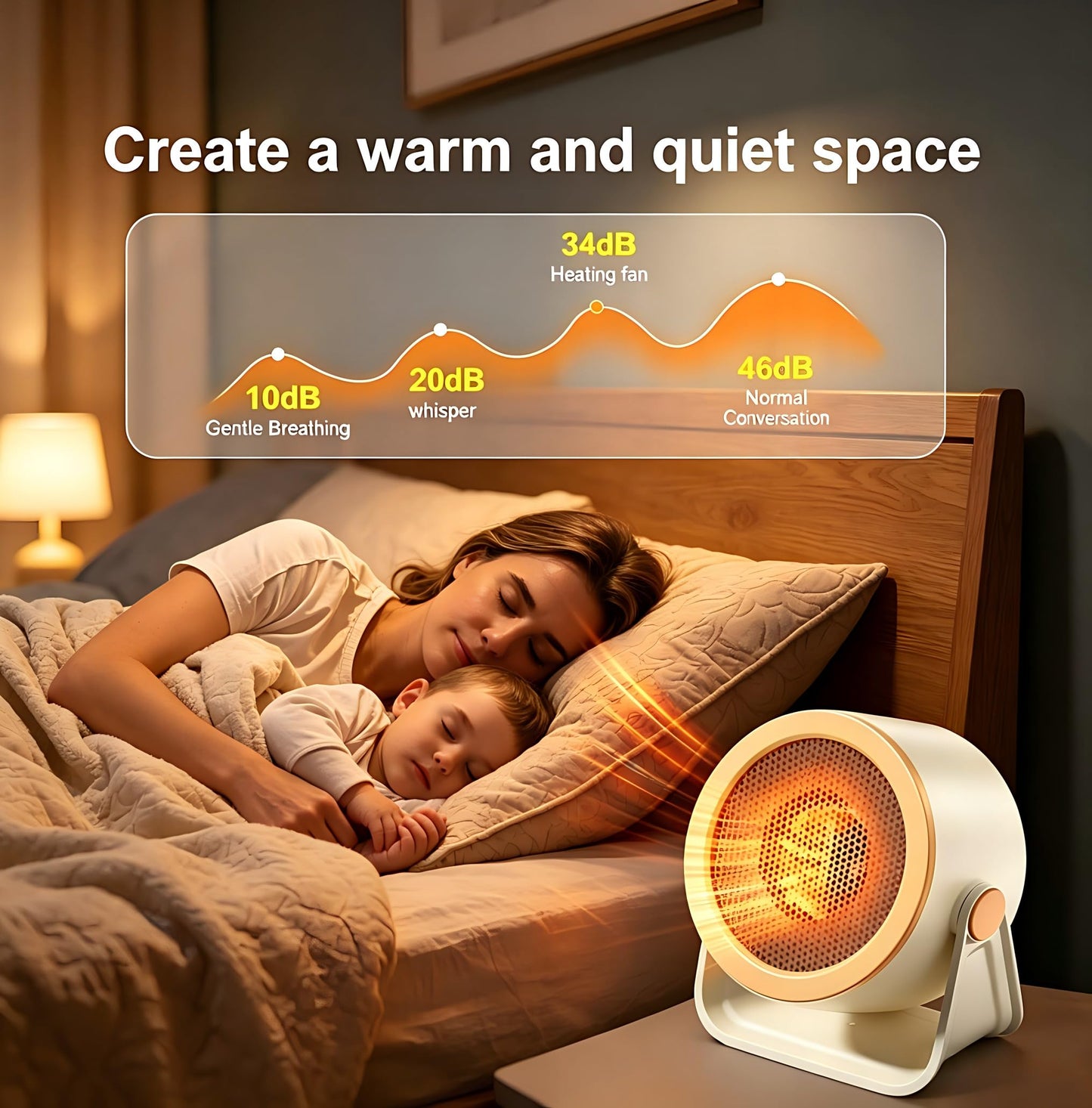 1200W Cream Electric Desk Heater - Quiet, Fast, Portable Personal Heating NEW