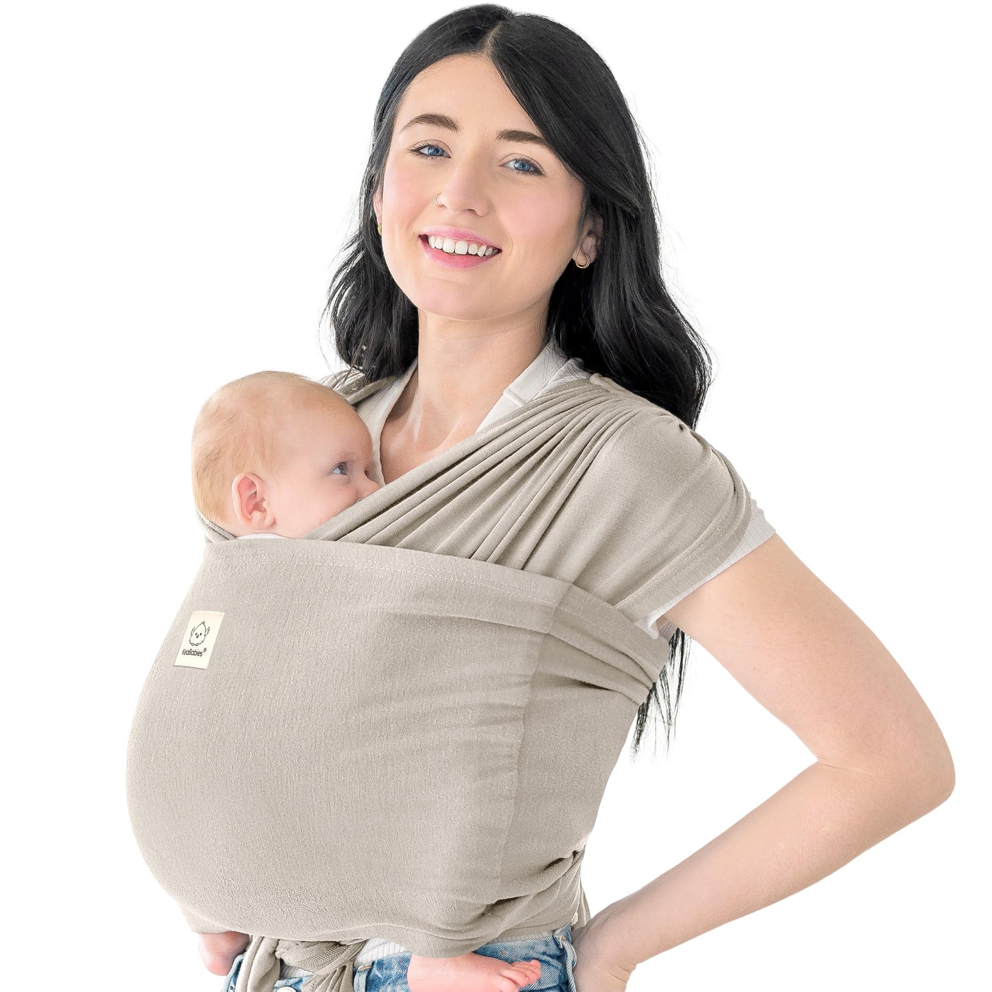 KeaBabies Baby Wrap Carrier Ring Sling Adjustable Comfortable Stone Gray DEMO