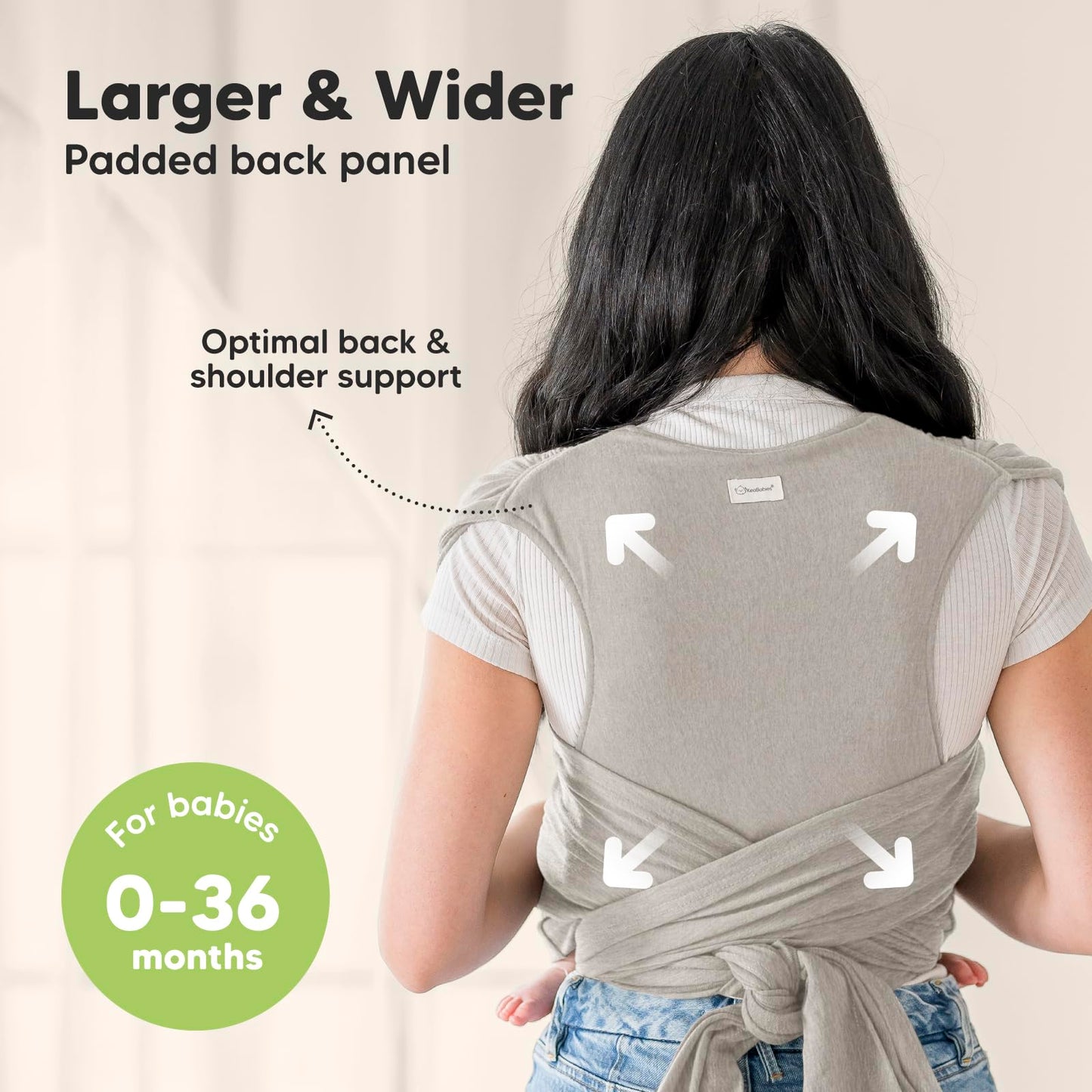 KeaBabies Baby Wrap Carrier Ring Sling Adjustable Comfortable Stone Gray DEMO