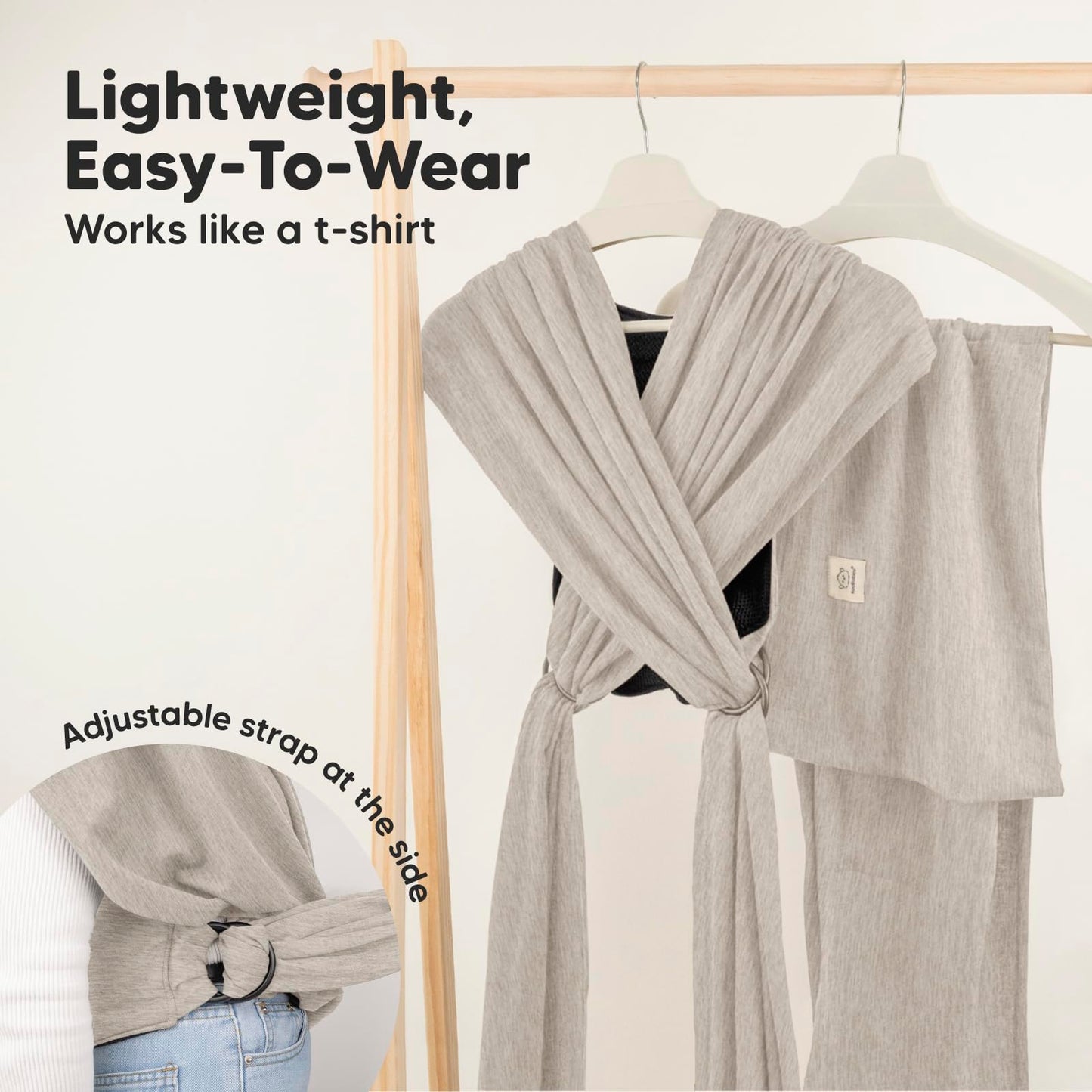 KeaBabies Baby Wrap Carrier Ring Sling Adjustable Comfortable Stone Gray DEMO