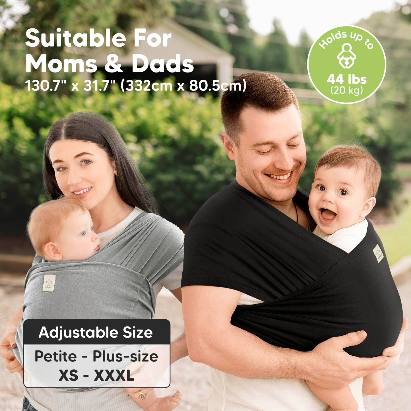 KeaBabies Baby Wrap Carrier Ring Sling Adjustable Comfortable Stone Gray DEMO