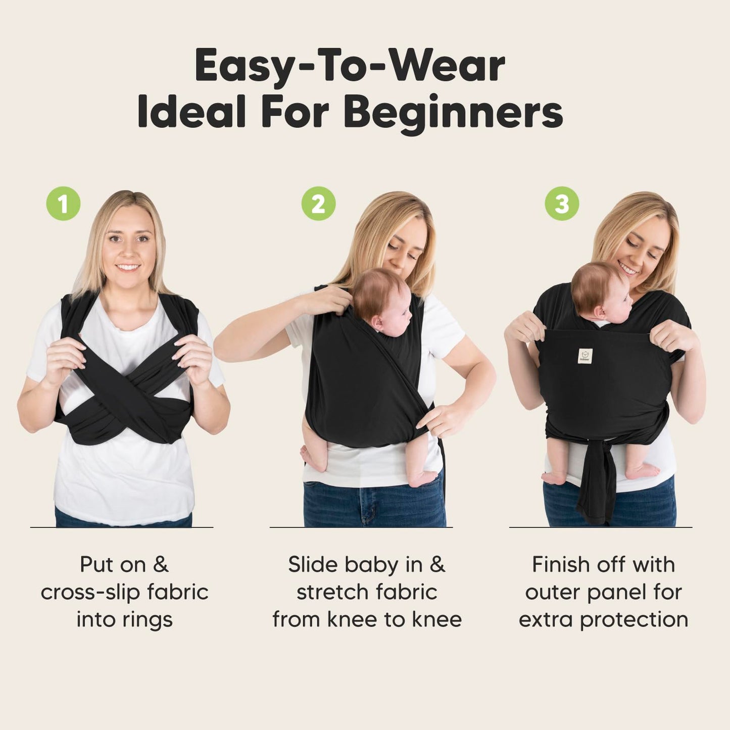 KeaBabies Baby Wrap Carrier Ring Sling Adjustable Comfortable Stone Gray DEMO