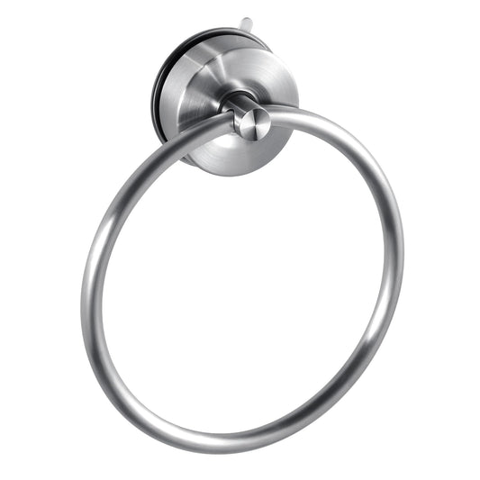 JOMOLA Stainless Steel Suction Towel Ring Holder No-Drill Bathroom Accessory NEW