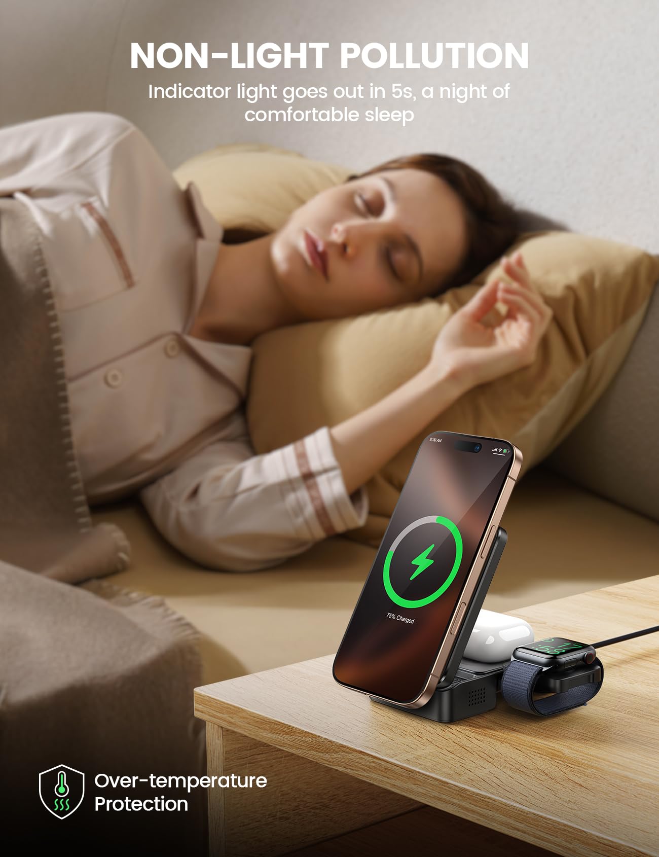 Lamicall 3-in-1 Foldable Wireless Charging Station for iPhone, Apple DEMO