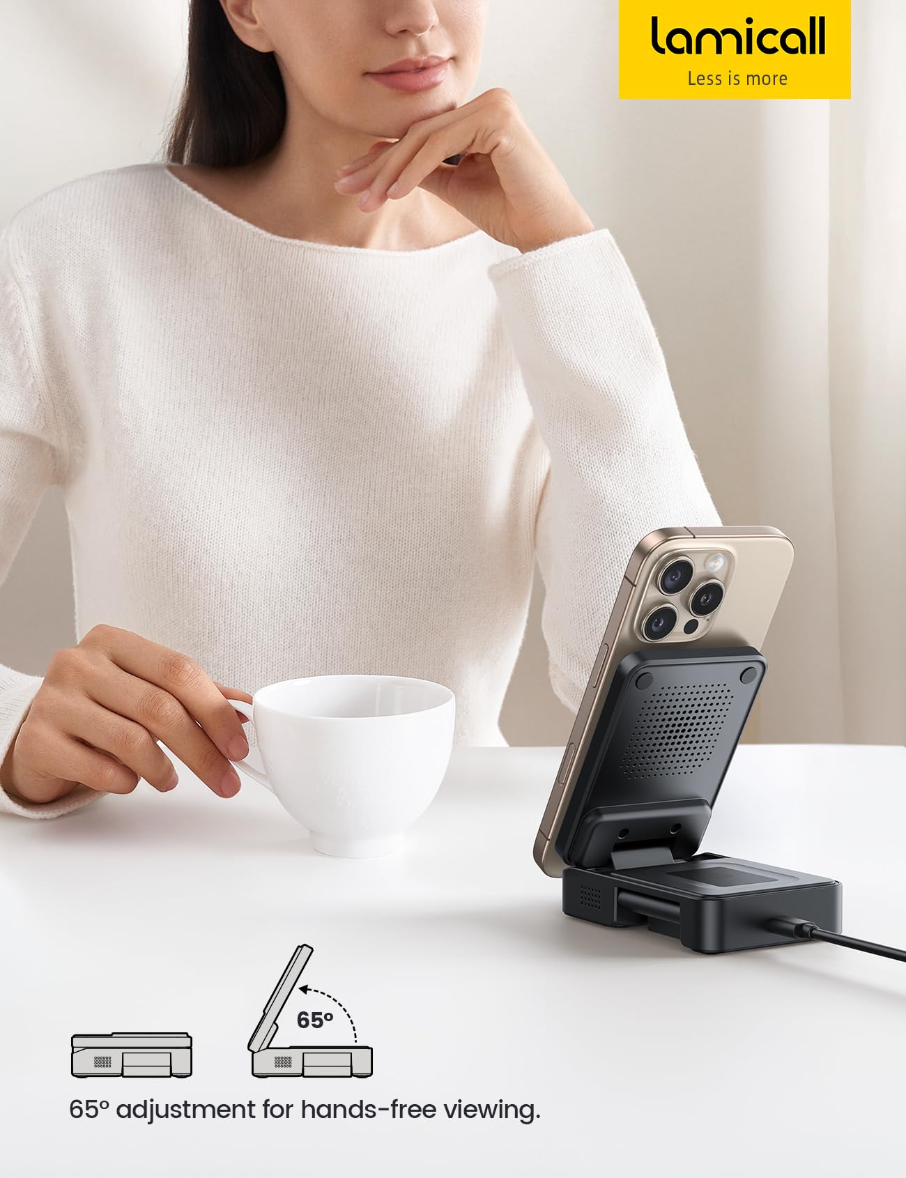 Lamicall 3-in-1 Foldable Wireless Charging Station for iPhone, Apple DEMO