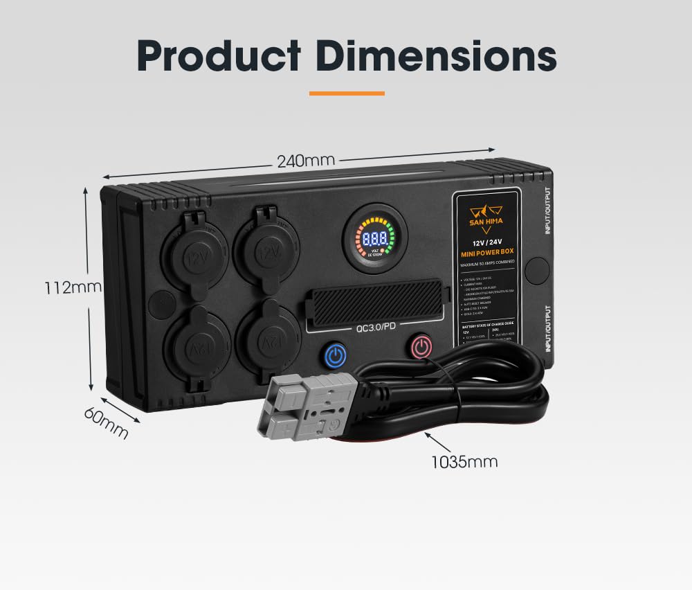 SAN HIMA 12V/24V Mini Power Distribution Box Cigarette Lighter Accessory NEW
