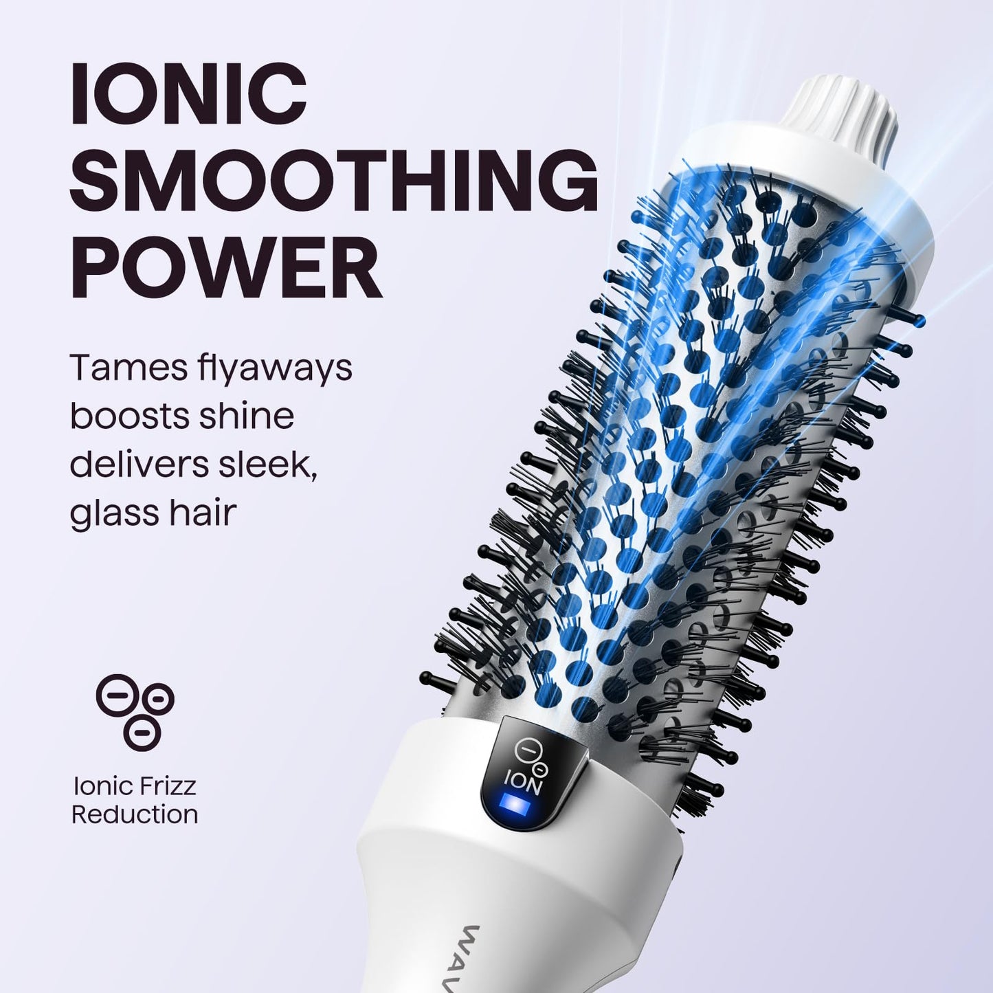 wavytalk Thermal Ionic Round Hot Air Styler for Smooth Blowout Boost, White NEW
