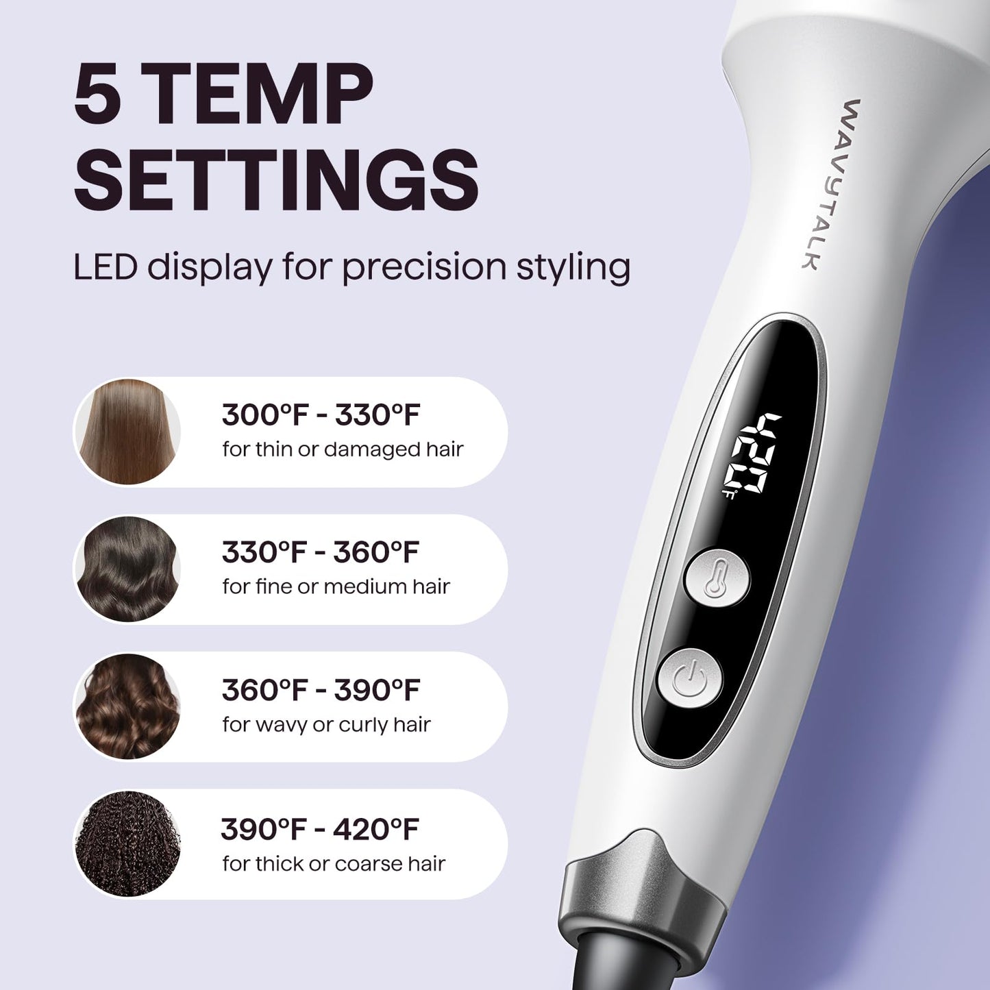 wavytalk Thermal Ionic Round Hot Air Styler for Smooth Blowout Boost, White NEW