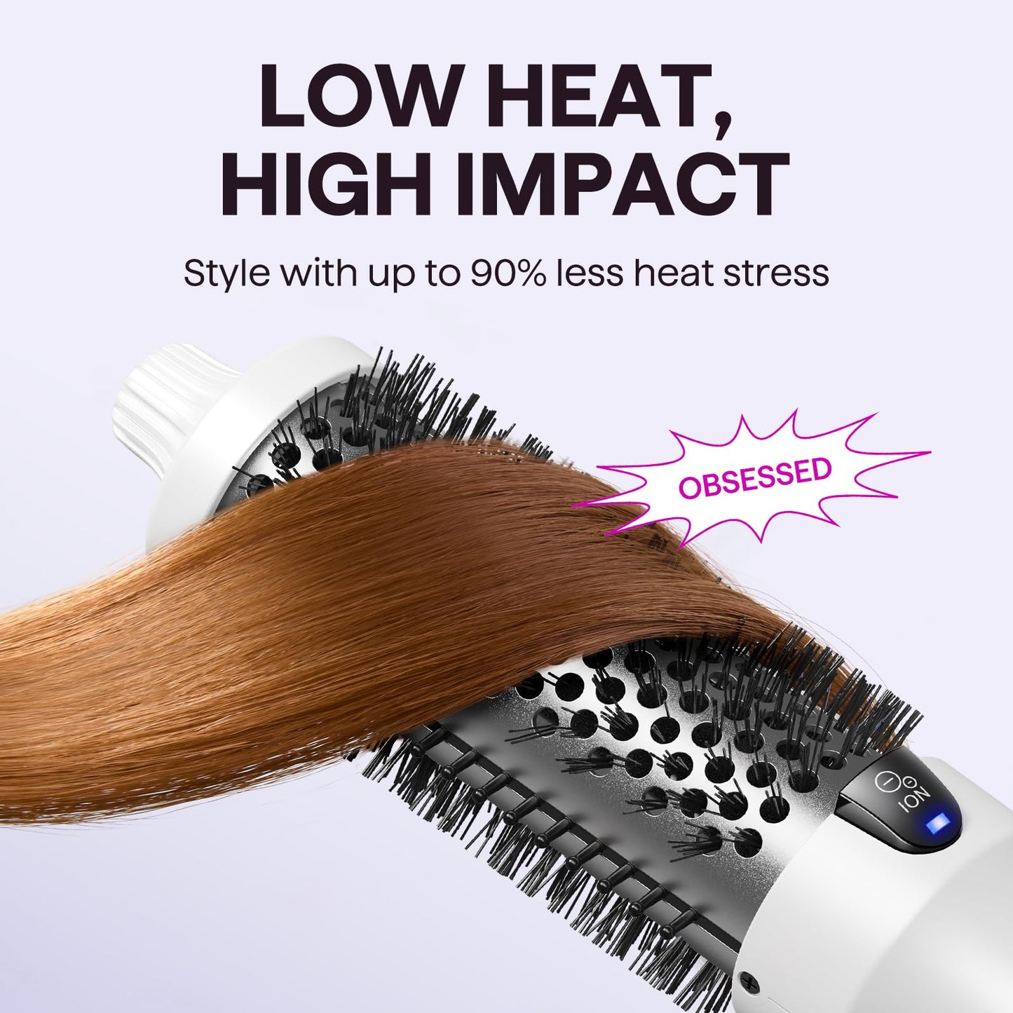wavytalk Thermal Ionic Round Hot Air Styler for Smooth Blowout Boost, White NEW