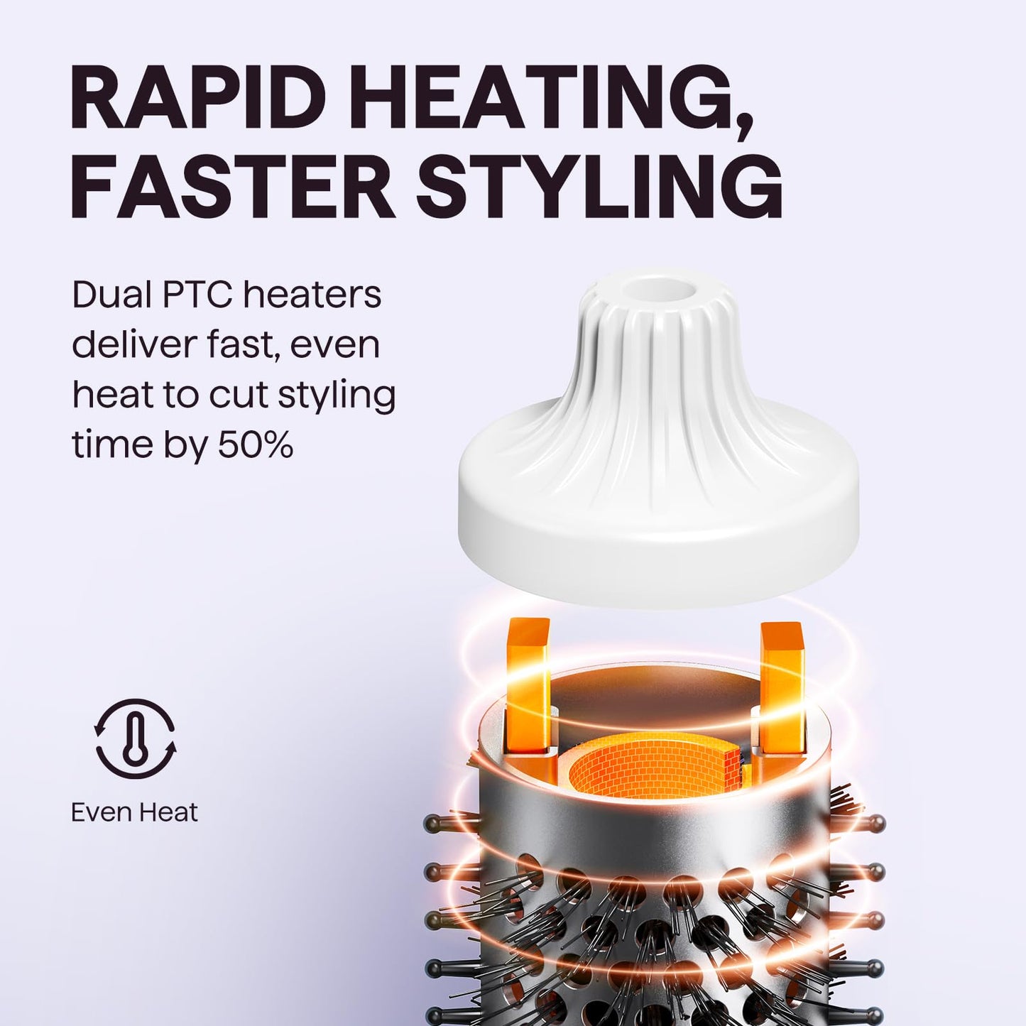 wavytalk Thermal Ionic Round Hot Air Styler for Smooth Blowout Boost, White NEW