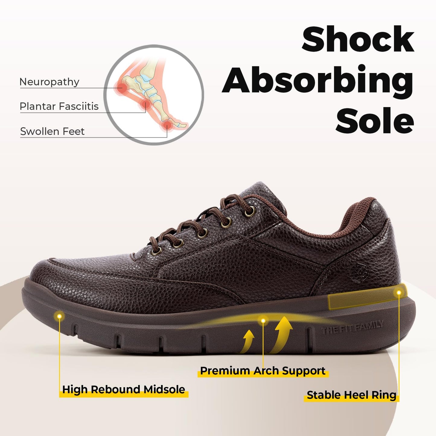 FitVille Mens Oxfords Lace-Up Water Resistant Shoes Mocha Brown Size US 11 NEW