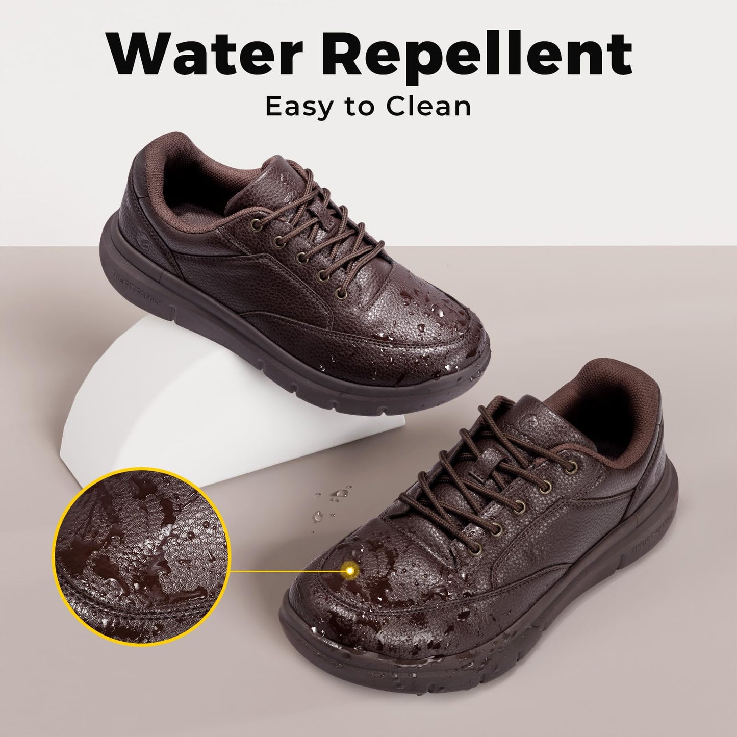 FitVille Mens Oxfords Lace-Up Water Resistant Shoes Mocha Brown Size US 11 NEW