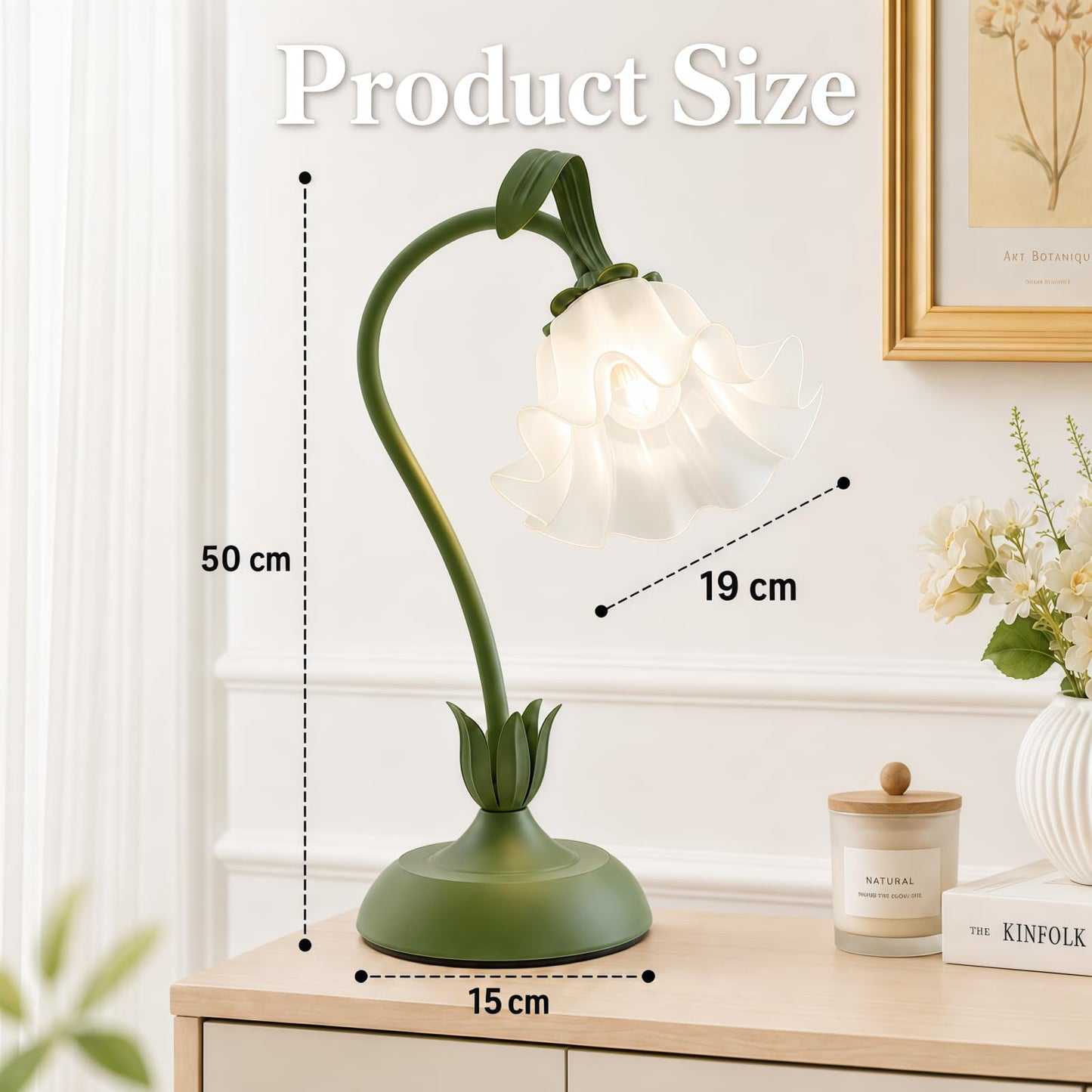 Rechargeable Touch Flower LED Desk Lamp Green & White Acrylic Cordless NEW