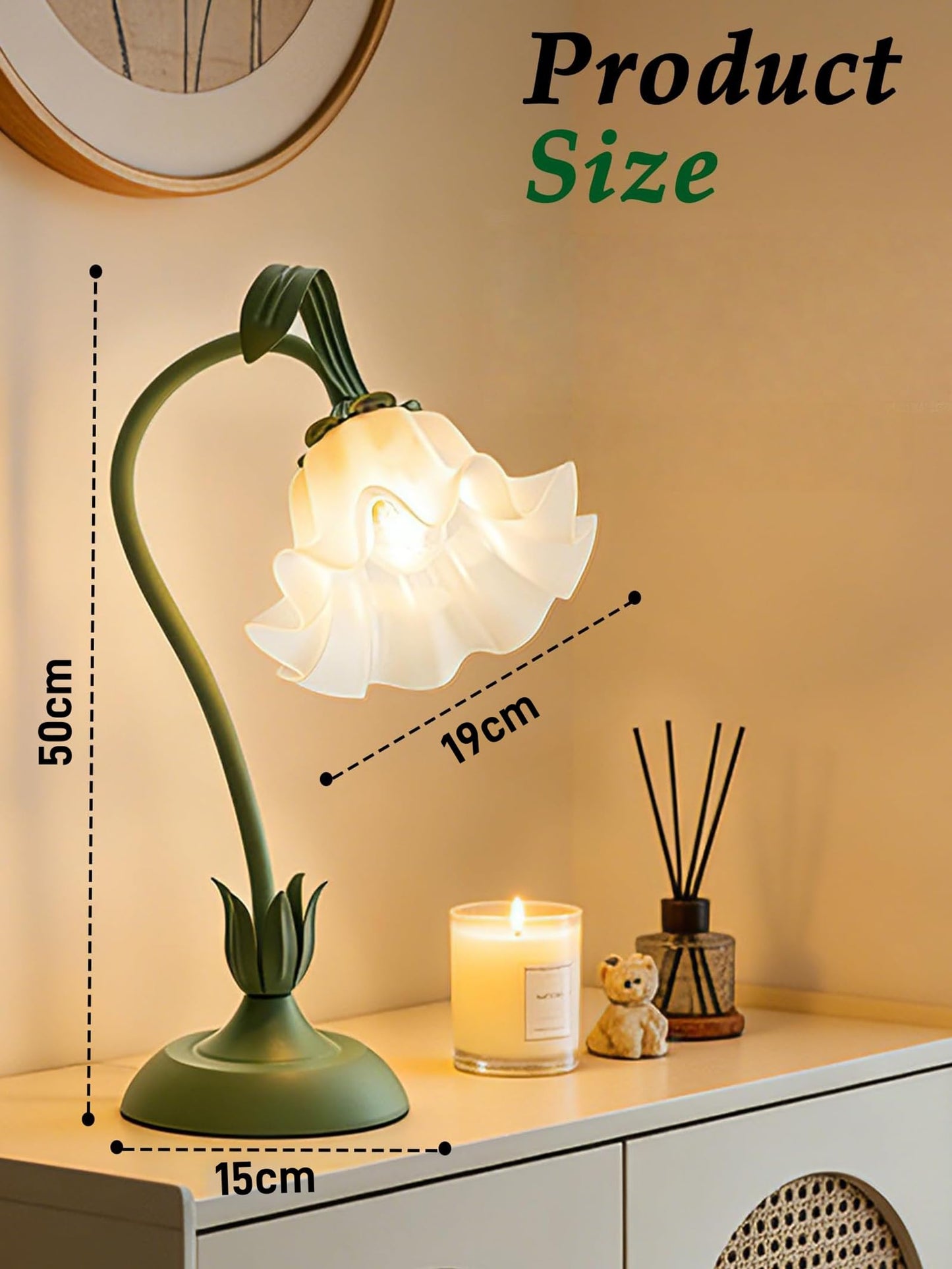 Rechargeable Touch Flower LED Desk Lamp Green & White Acrylic Cordless NEW