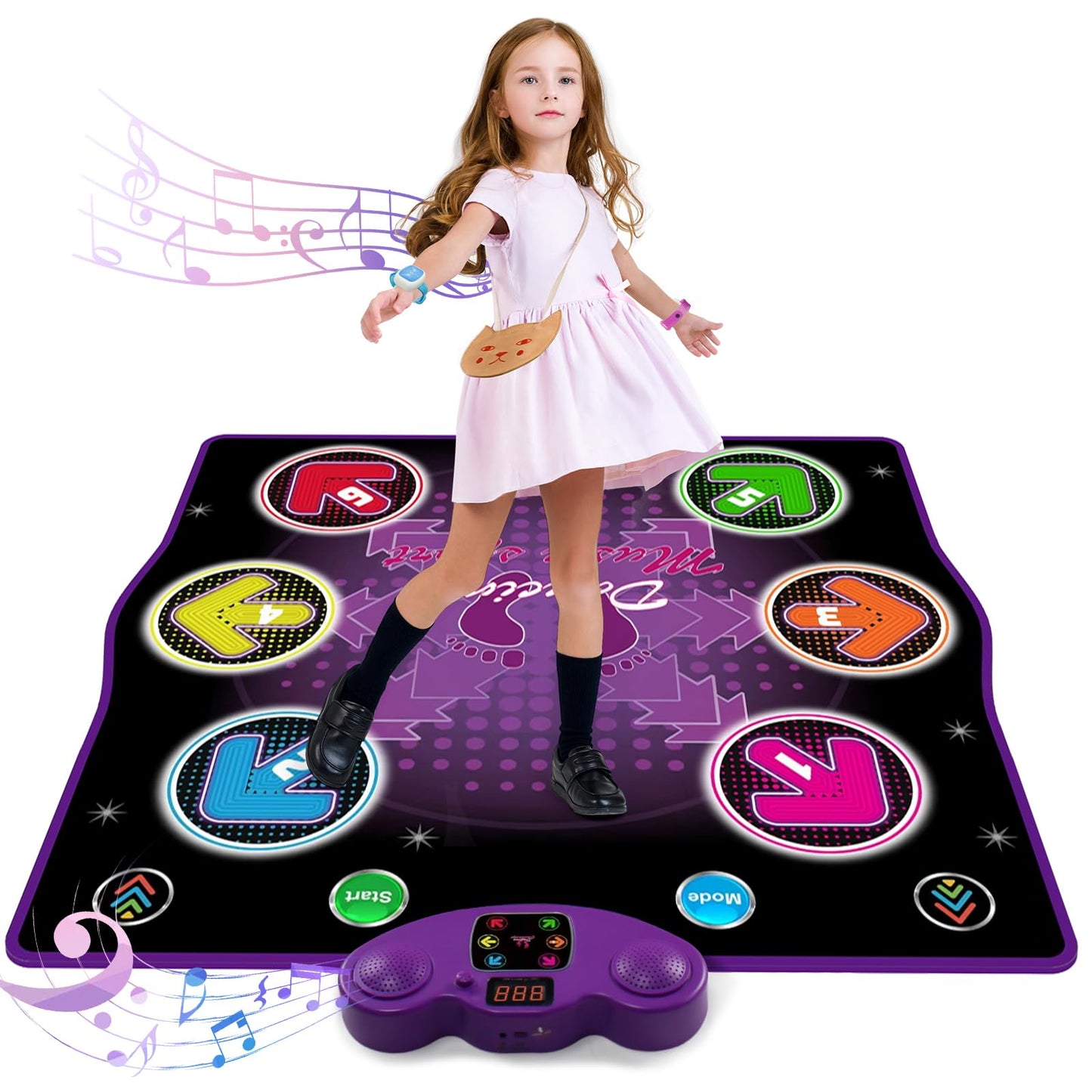 Wireless Bluetooth Light-Up Electronic Dance Pad 6-Key Night Light Purple NEW