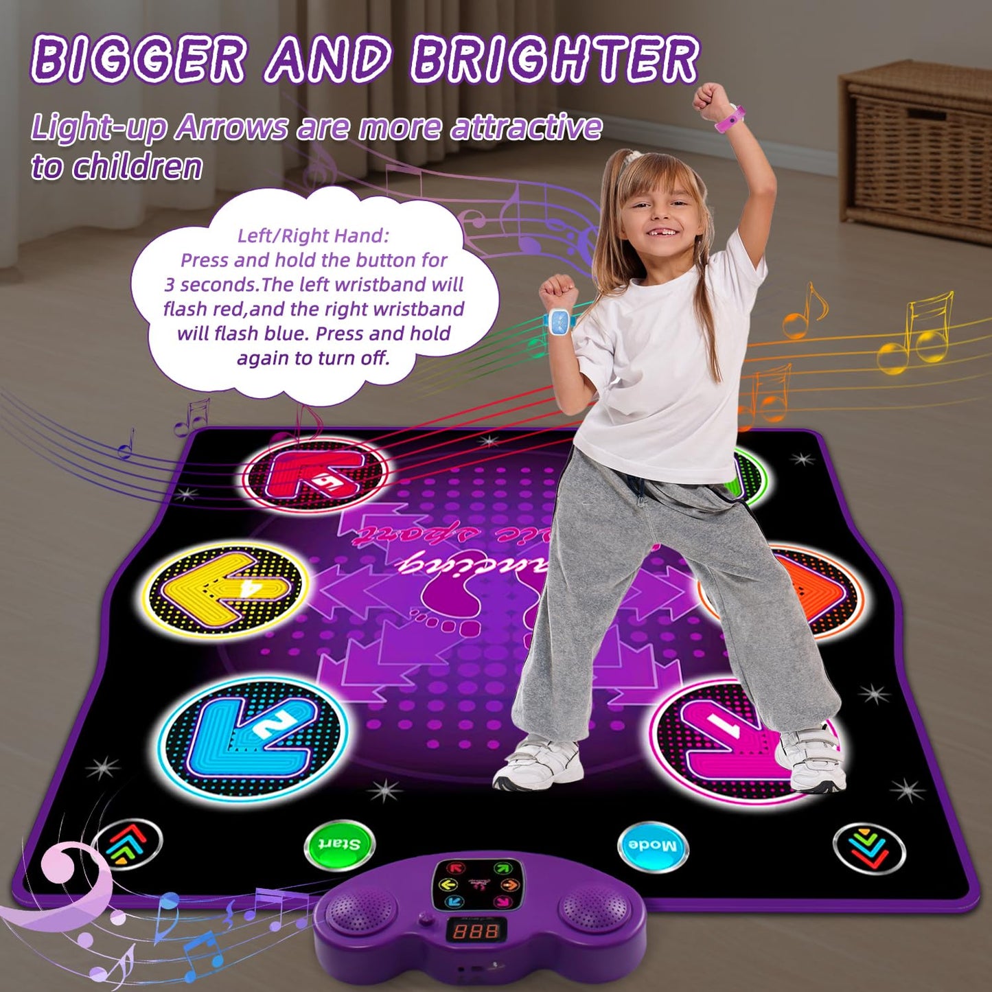 Wireless Bluetooth Light-Up Electronic Dance Pad 6-Key Night Light Purple NEW