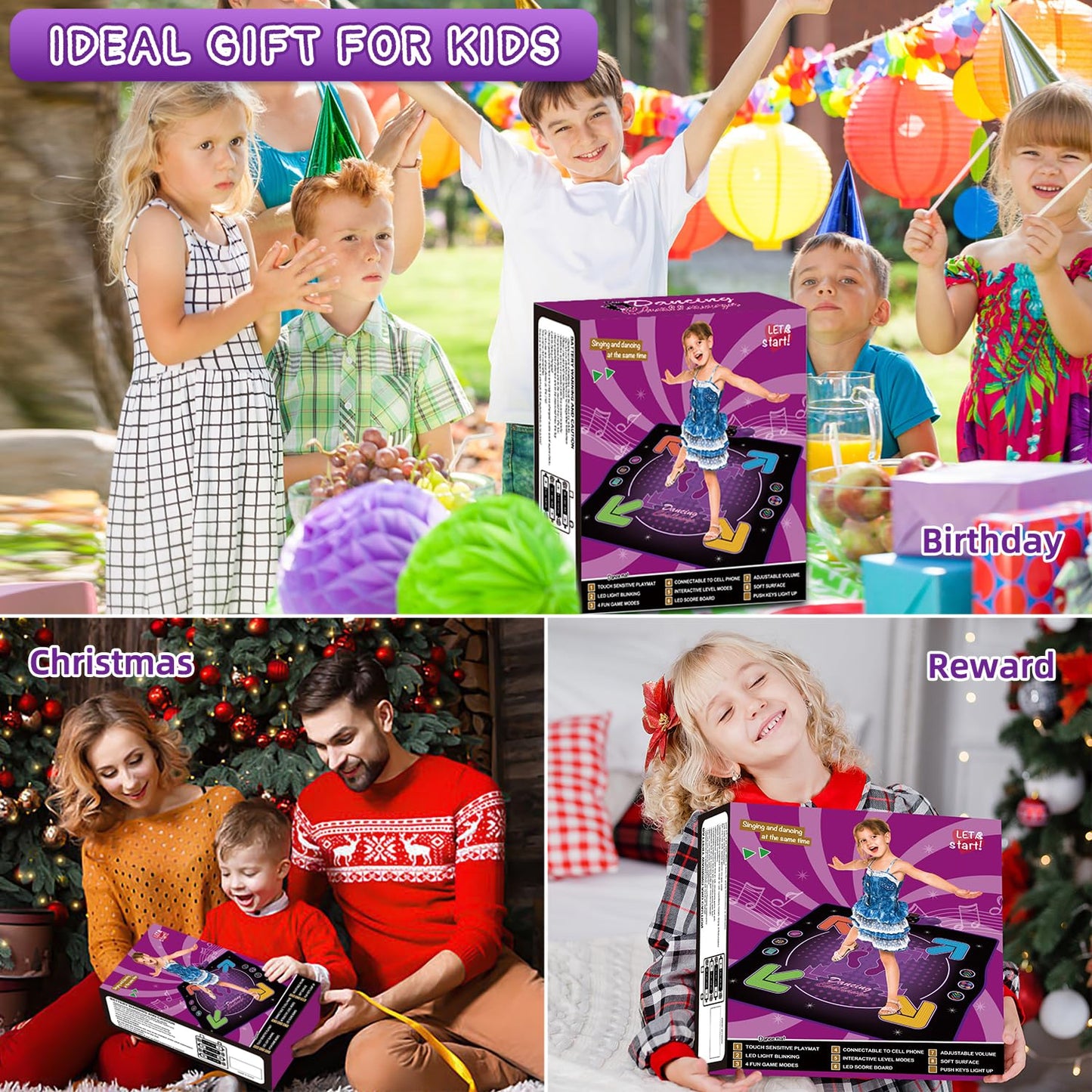 Wireless Bluetooth Light-Up Electronic Dance Pad 6-Key Night Light Purple NEW