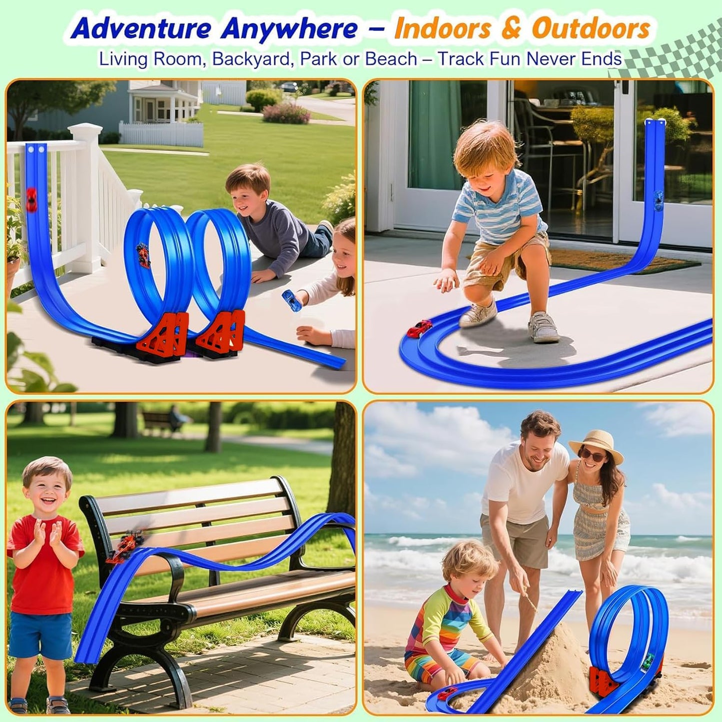 Large Flexible 16ft Blue & Red Race Track Set for Motor Vehicles Size Large DEMO