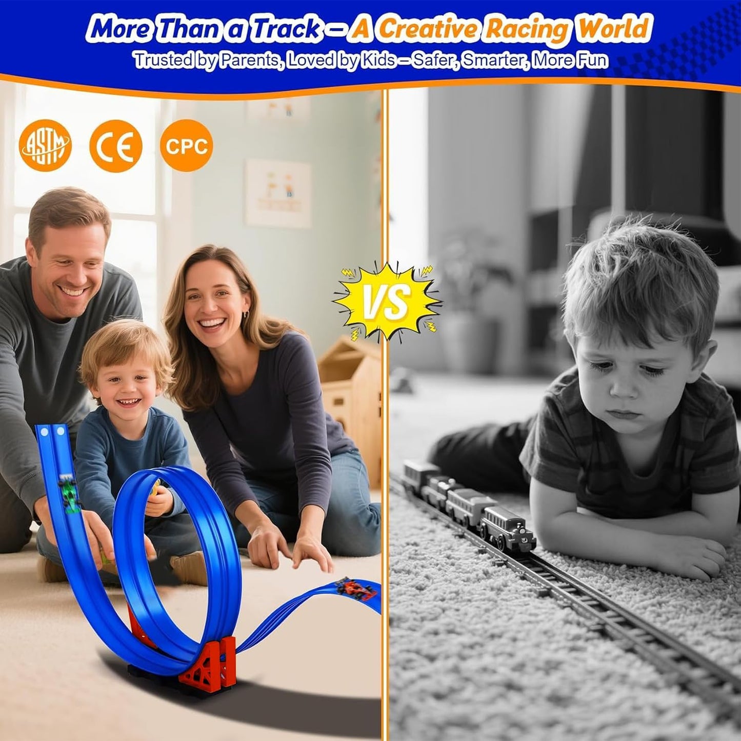 Large Flexible 16ft Blue & Red Race Track Set for Motor Vehicles Size Large DEMO