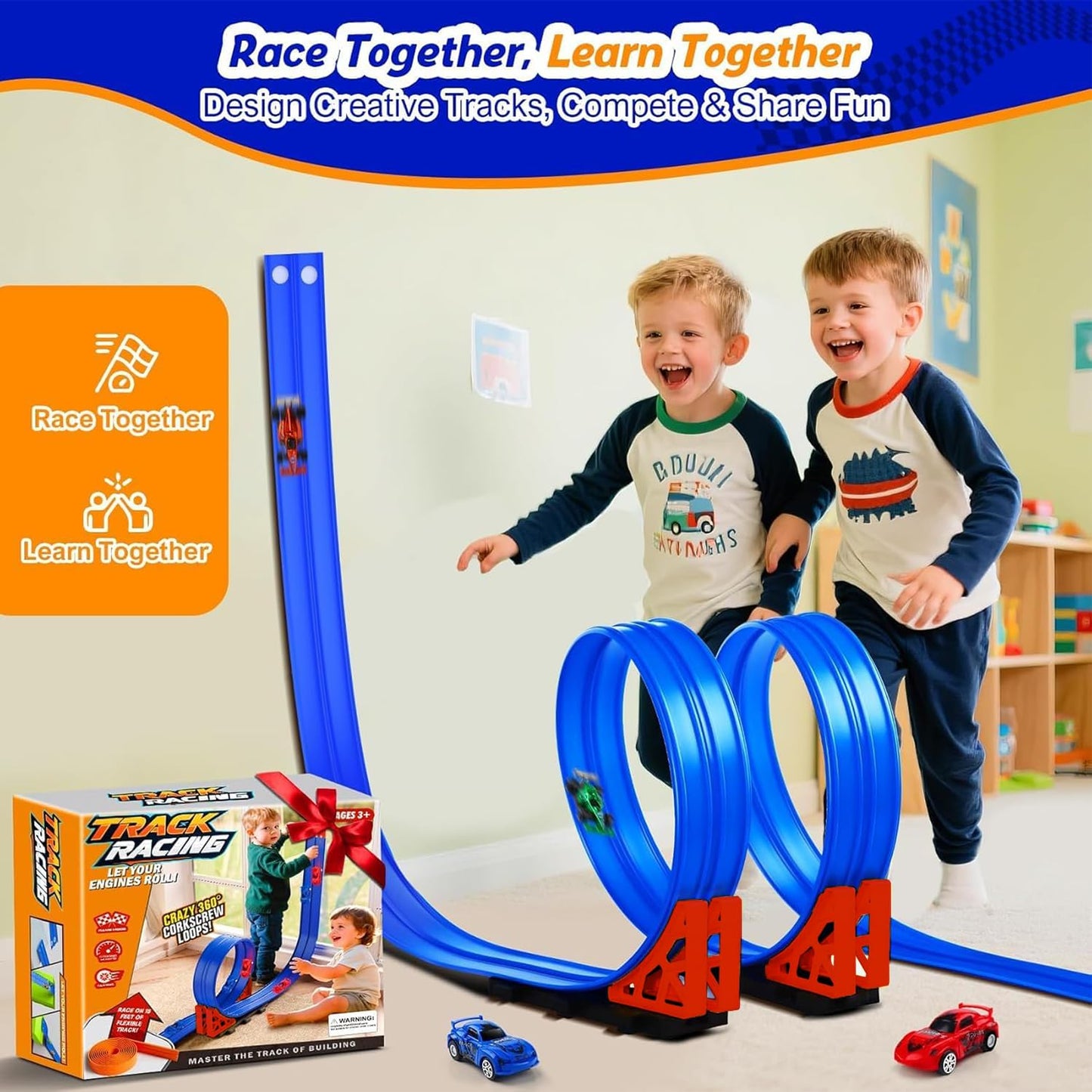 Large Flexible 16ft Blue & Red Race Track Set for Motor Vehicles Size Large DEMO