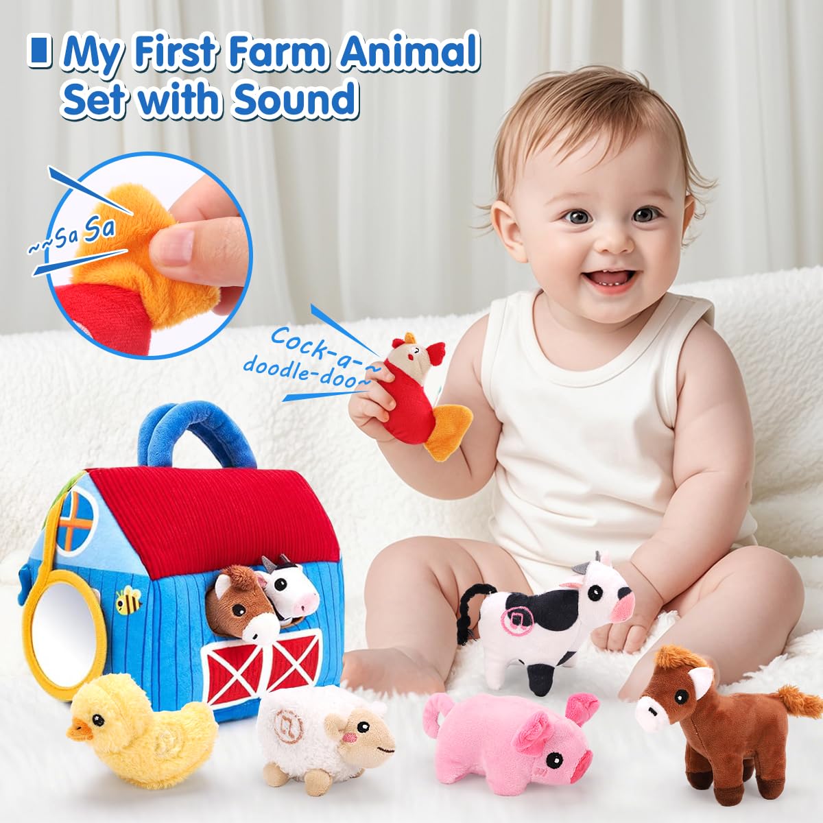 KaeKid Multicolor Plush Interactive Farm Toy Figures with Sounds Size 20 x DEMO