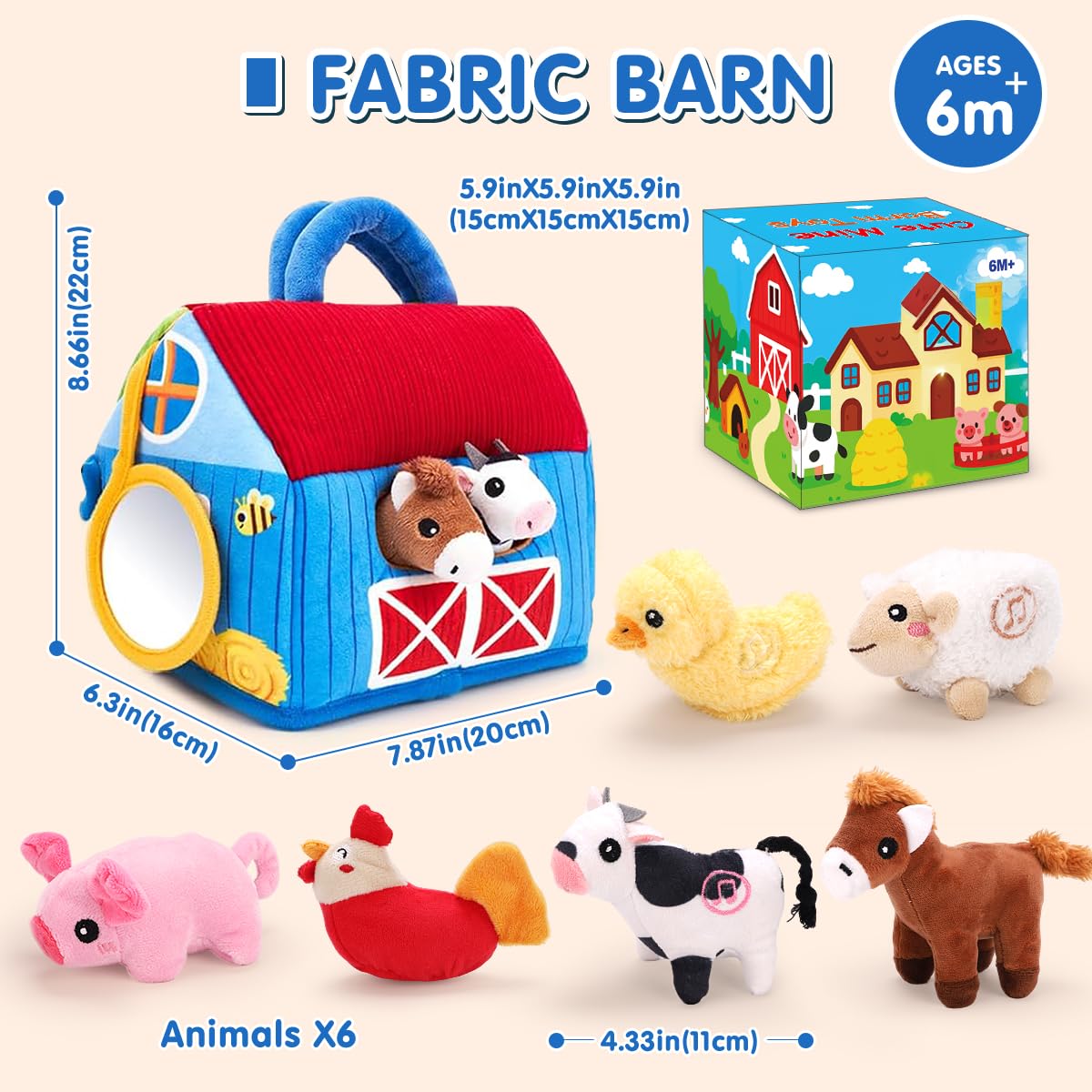 KaeKid Multicolor Plush Interactive Farm Toy Figures with Sounds Size 20 x DEMO