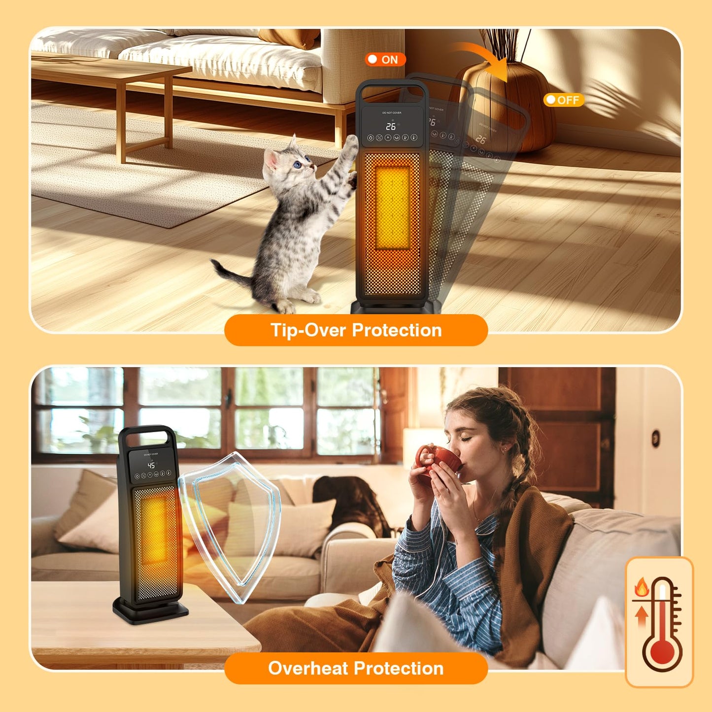 ADVWIN 2000W Heating Ceramic Space Heater with Remote Control for Home DEMO