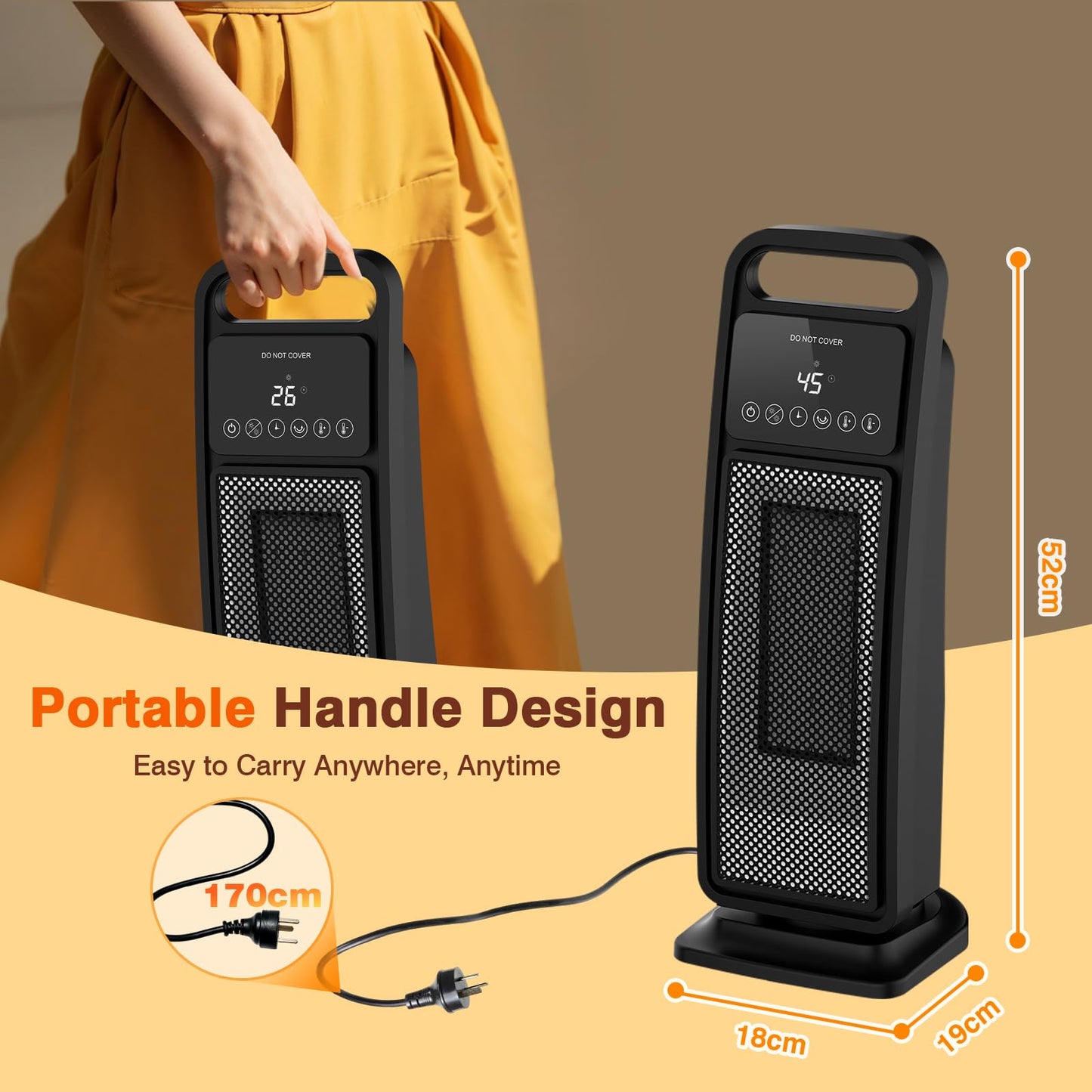 ADVWIN 2000W Heating Ceramic Space Heater with Remote Control for Home DEMO