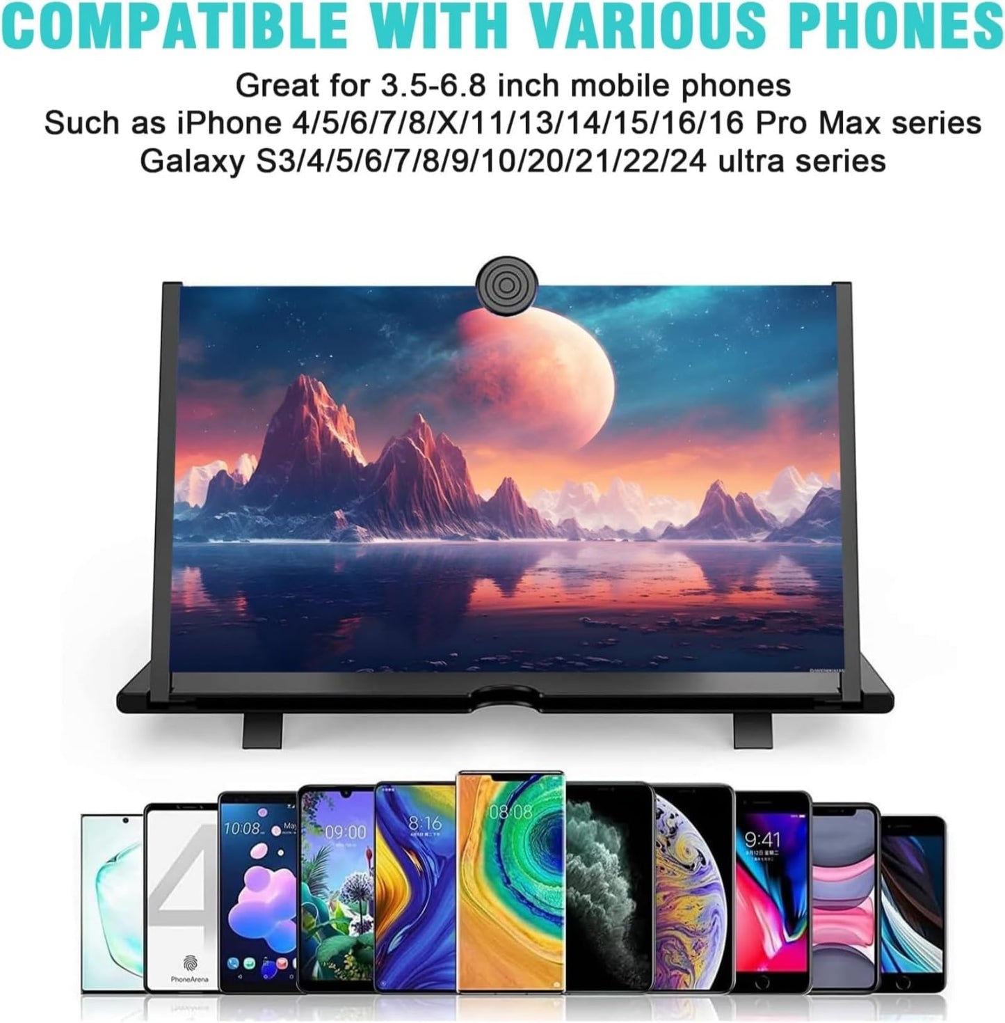 Ssumght 18" HD Cell Phone Magnifying Projector Screen Expander in Black NEW