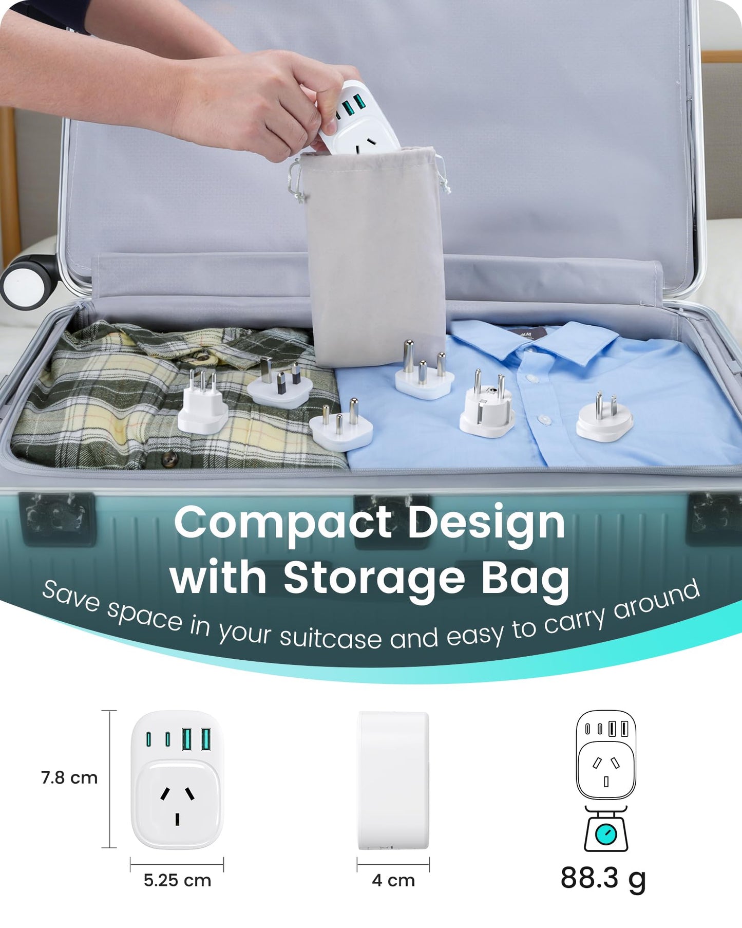 LENCENT Universal Travel Adapter International Plug Type B/E/F/D/G/L/M DEMO