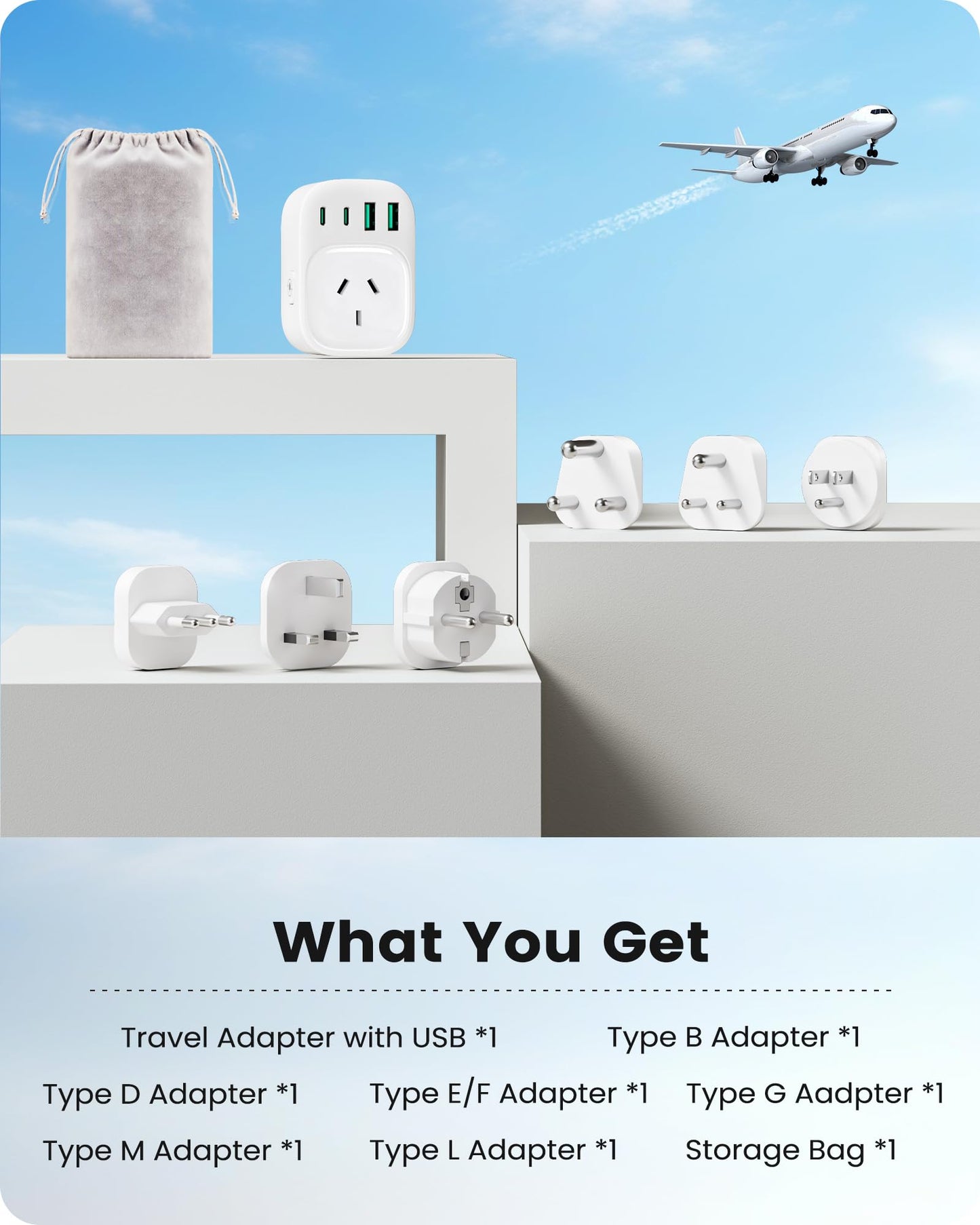 LENCENT Universal Travel Adapter International Plug Type B/E/F/D/G/L/M DEMO