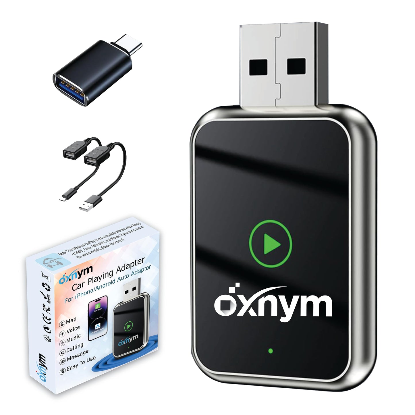 OXNYM Wireless Apple CarPlay & Android Auto Input Adapter for Hands-Free DEMO