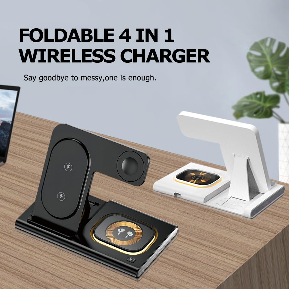 4-in-1 Magnetic Foldable Wireless LED Night Light Induction Charger Black DEMO